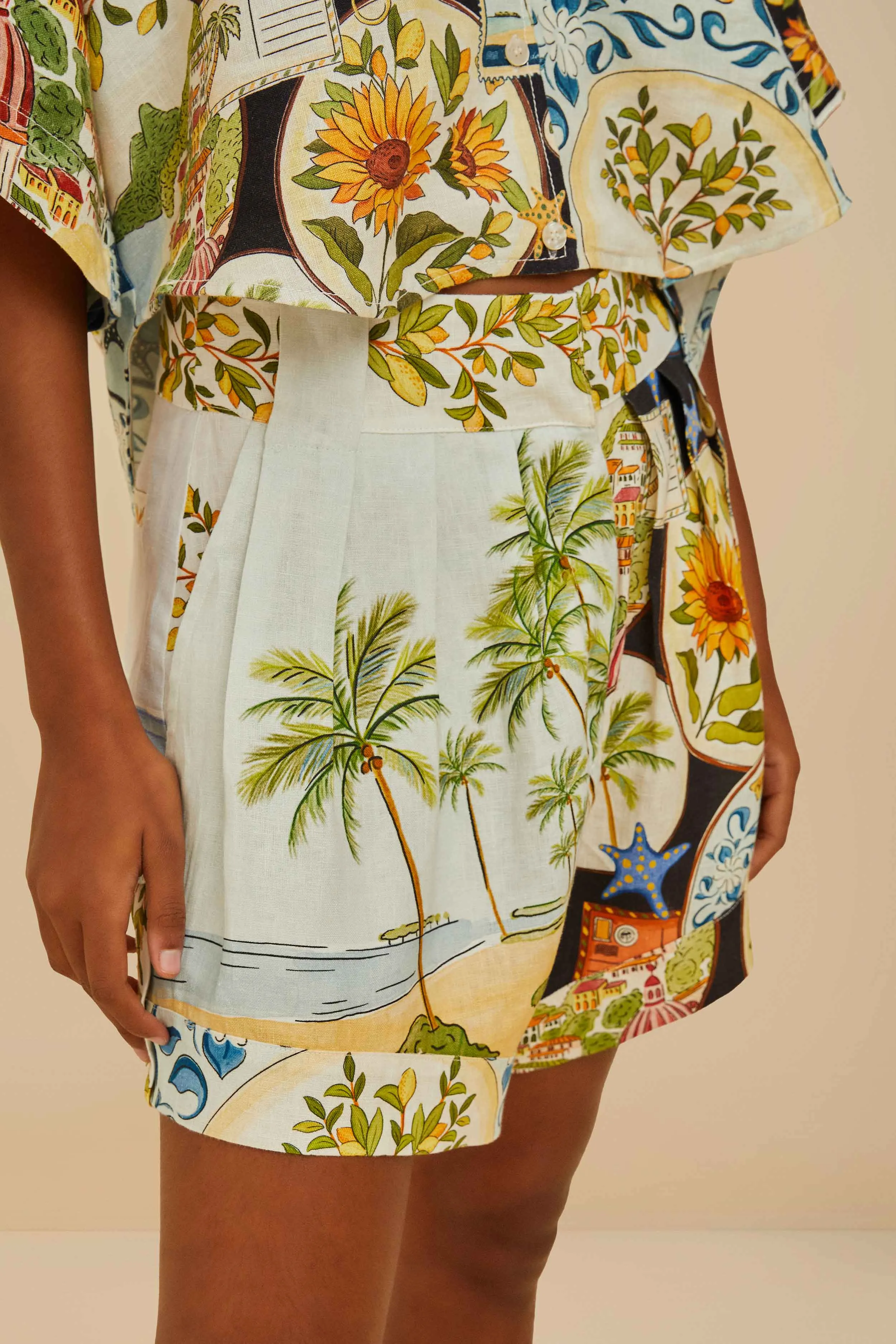 Multicolor Latin Trip Scarves Euroflax™ Premium Linen Shorts sold by FARM Rio product image thumbnail 3