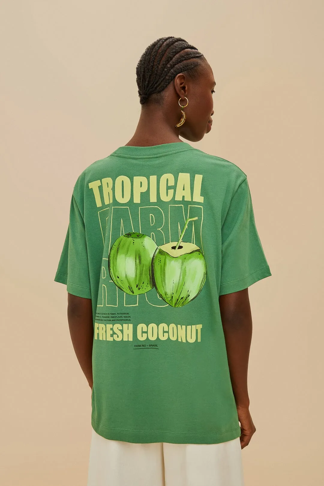 Green Tropical Coconut Organic Cotton Relaxed T-Shirt sold by FARM Rio product image thumbnail 3