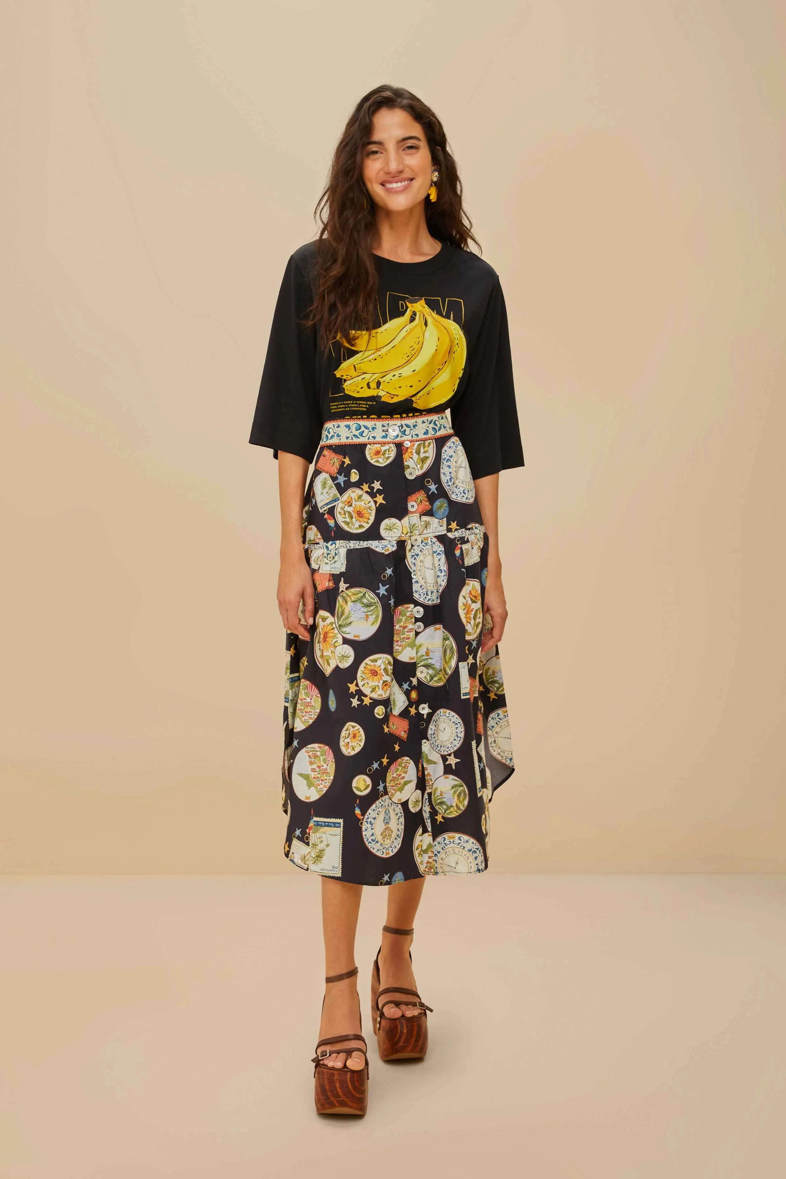 Black Tropical Bananas Organic Cotton T-Shirt sold by FARM Rio product image thumbnail 2