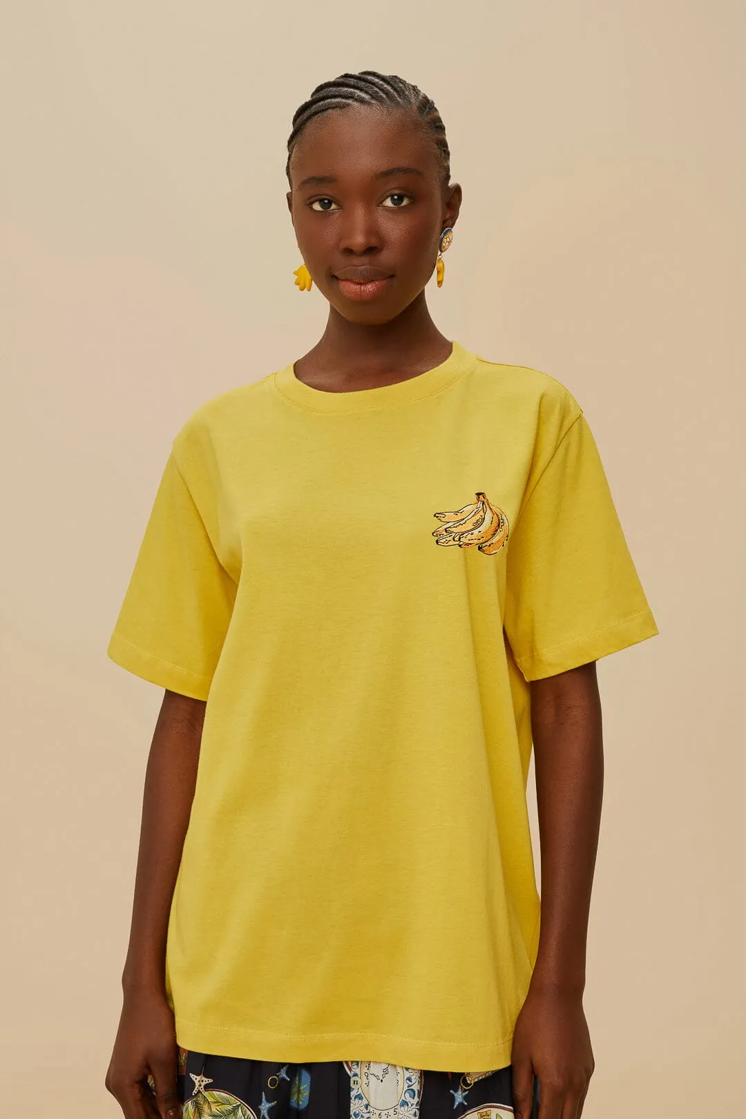 Pink Tropical Bananas Organic Cotton Relaxed T-Shirt sold by FARM Rio