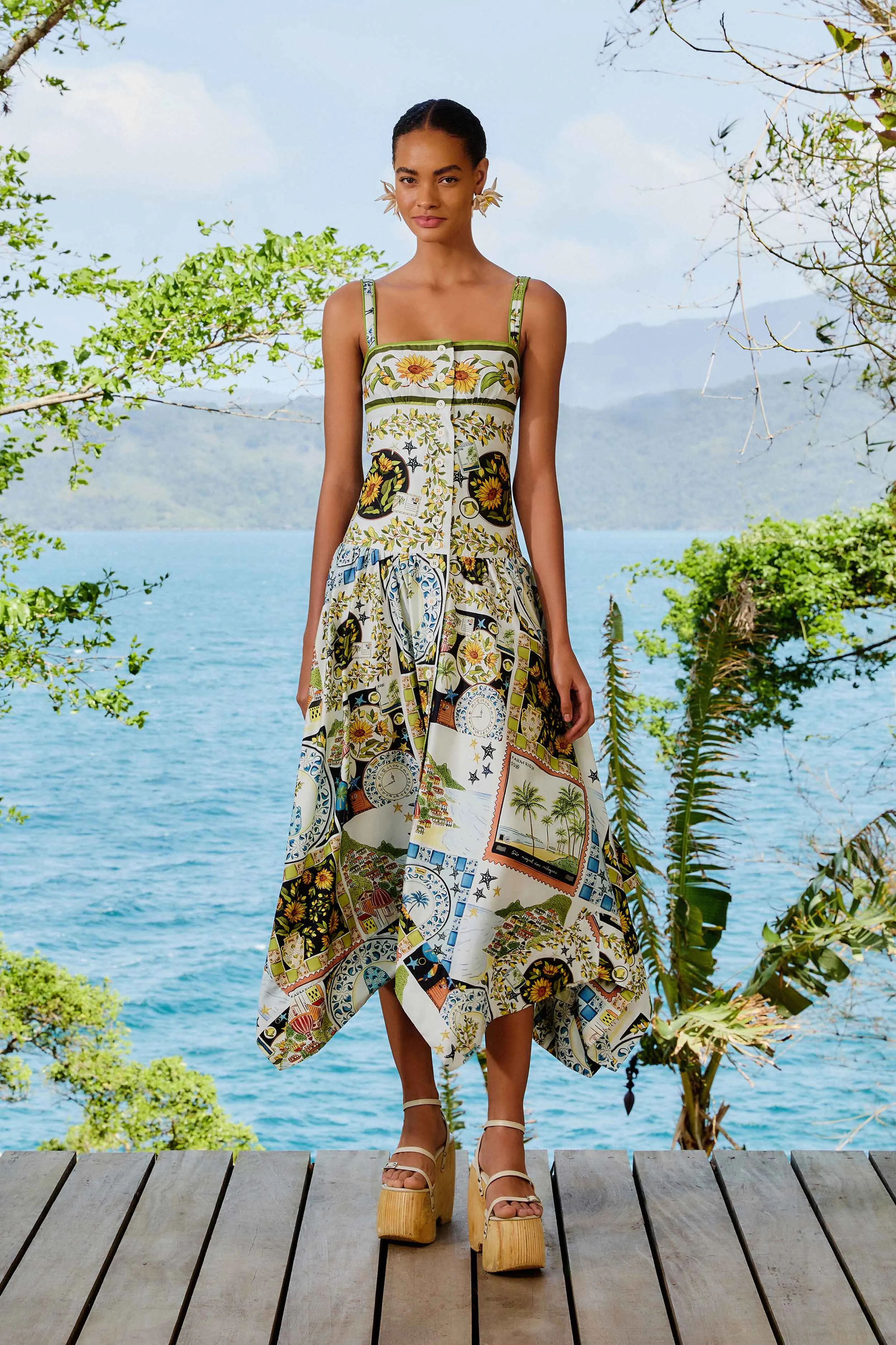 Multicolor Latin Trip Scarves Organic Cotton Midi Dress sold by FARM Rio