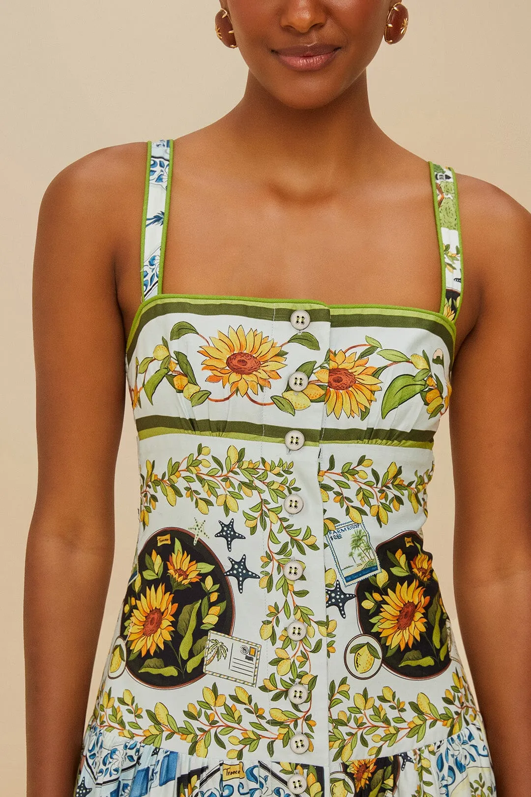 Multicolor Latin Trip Scarves Organic Cotton Midi Dress sold by FARM Rio product image thumbnail 3