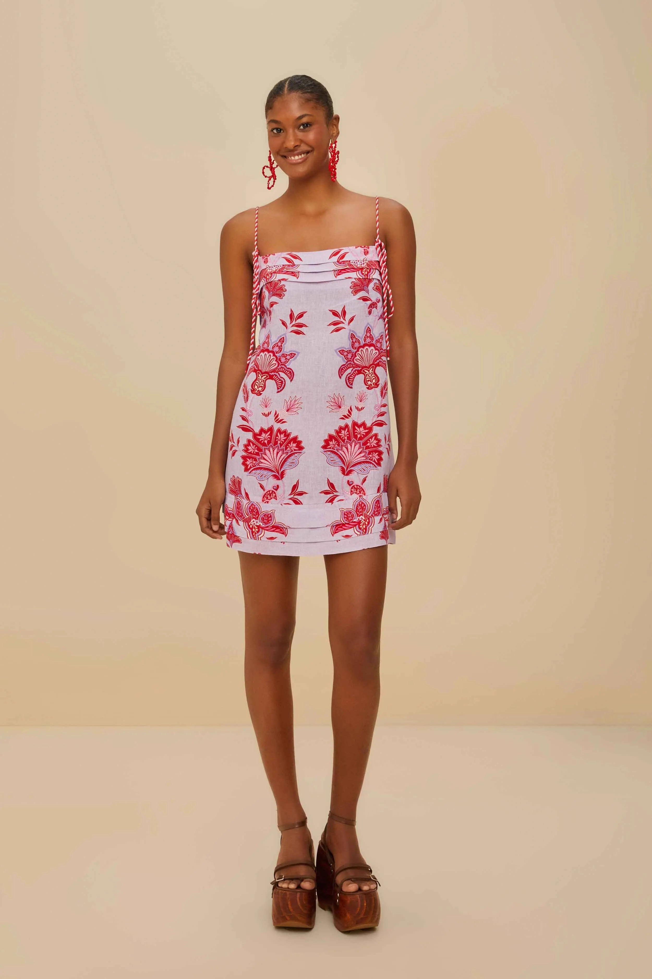 Lilac Porcelain Garden Euroflax™ Premium Linen Mini Dress sold by FARM Rio