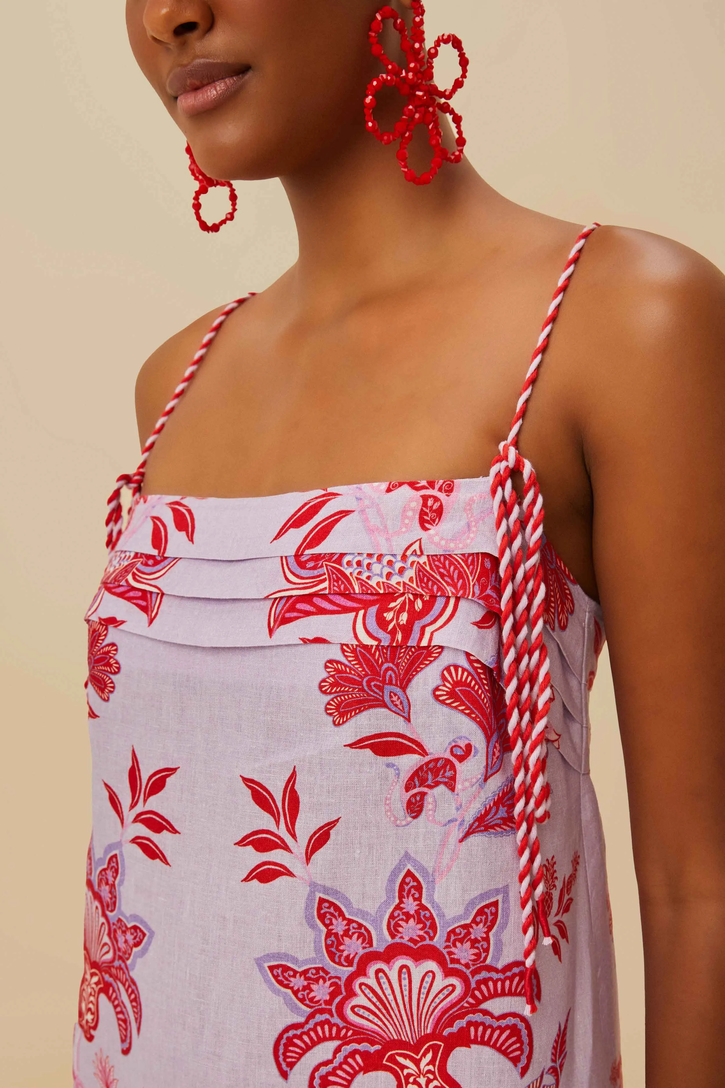 Lilac Porcelain Garden Euroflax™ Premium Linen Mini Dress sold by FARM Rio product image thumbnail 3