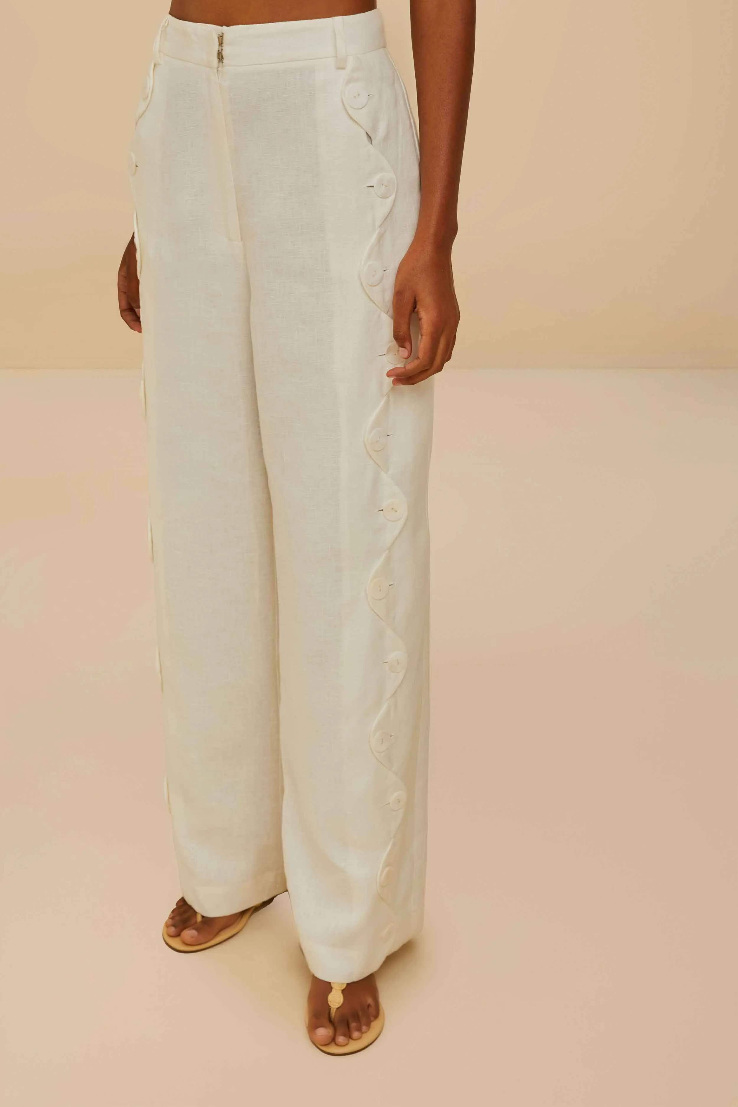 Off-White High Waisted Euroflax™ Premium Linen Pants sold by FARM Rio product image thumbnail 3