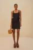 Black Sleeveless Euroflax™ Premium Linen Mini Dress sold by FARM Rio