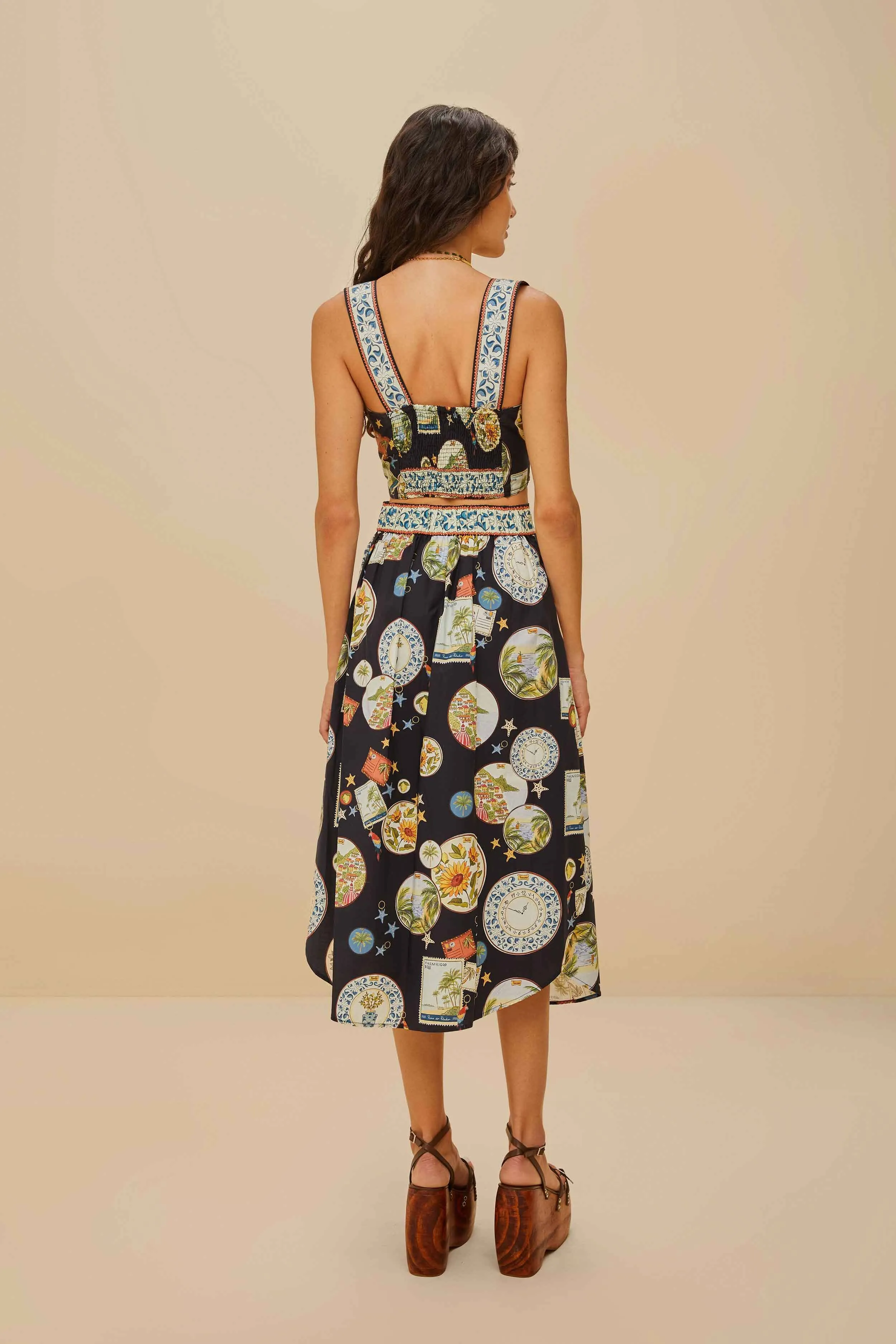 Black Trip Souvenir Organic Cotton Midi Skirt sold by FARM Rio product image thumbnail 4