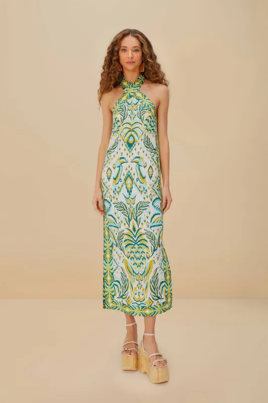 Off-White Tropical Tapestry Euroflax™ Premium Linen Maxi Dress sold by FARM Rio