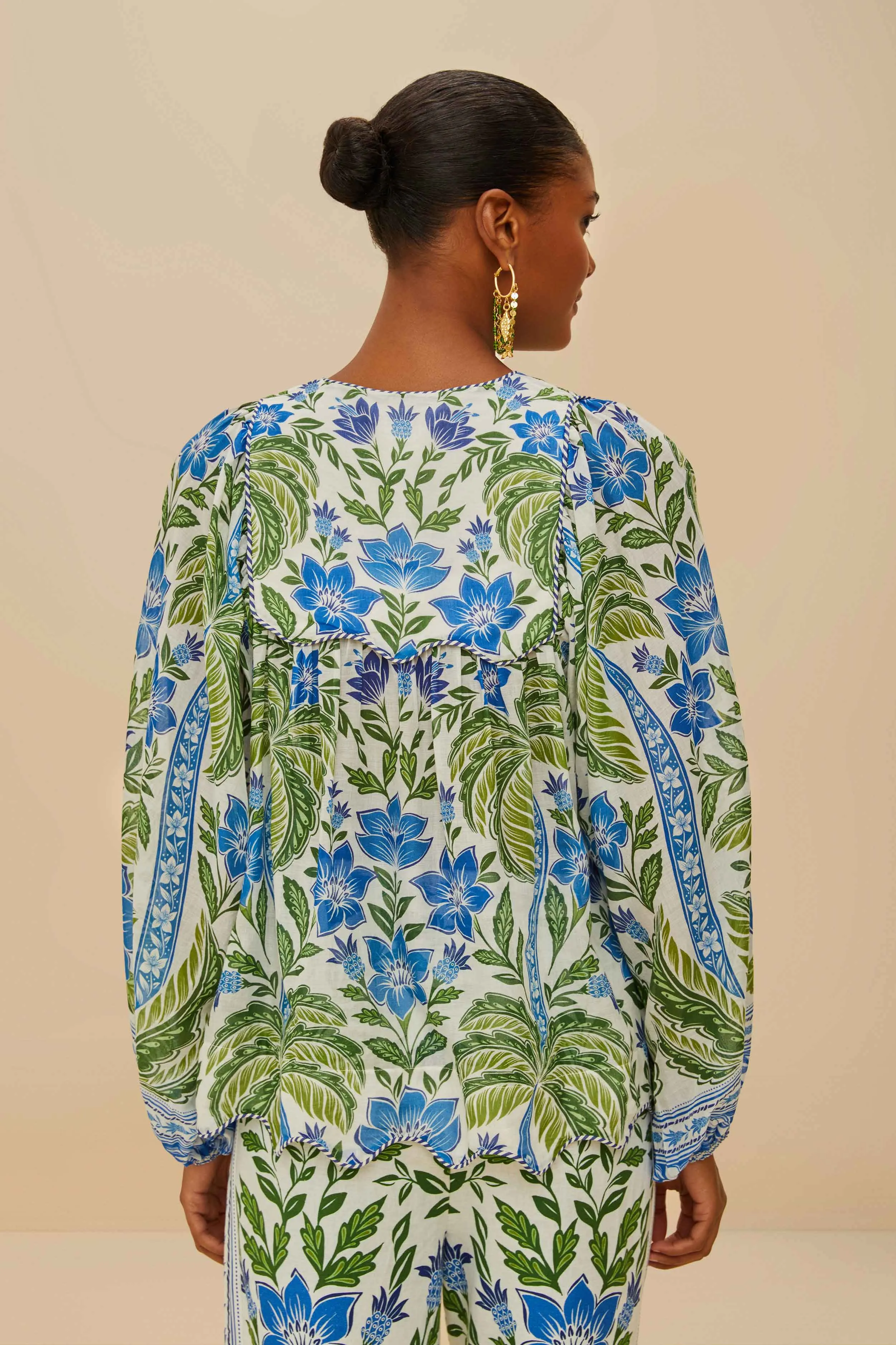 Off-White Tropicance Wavy Yoke Blouse sold by FARM Rio product image thumbnail 4