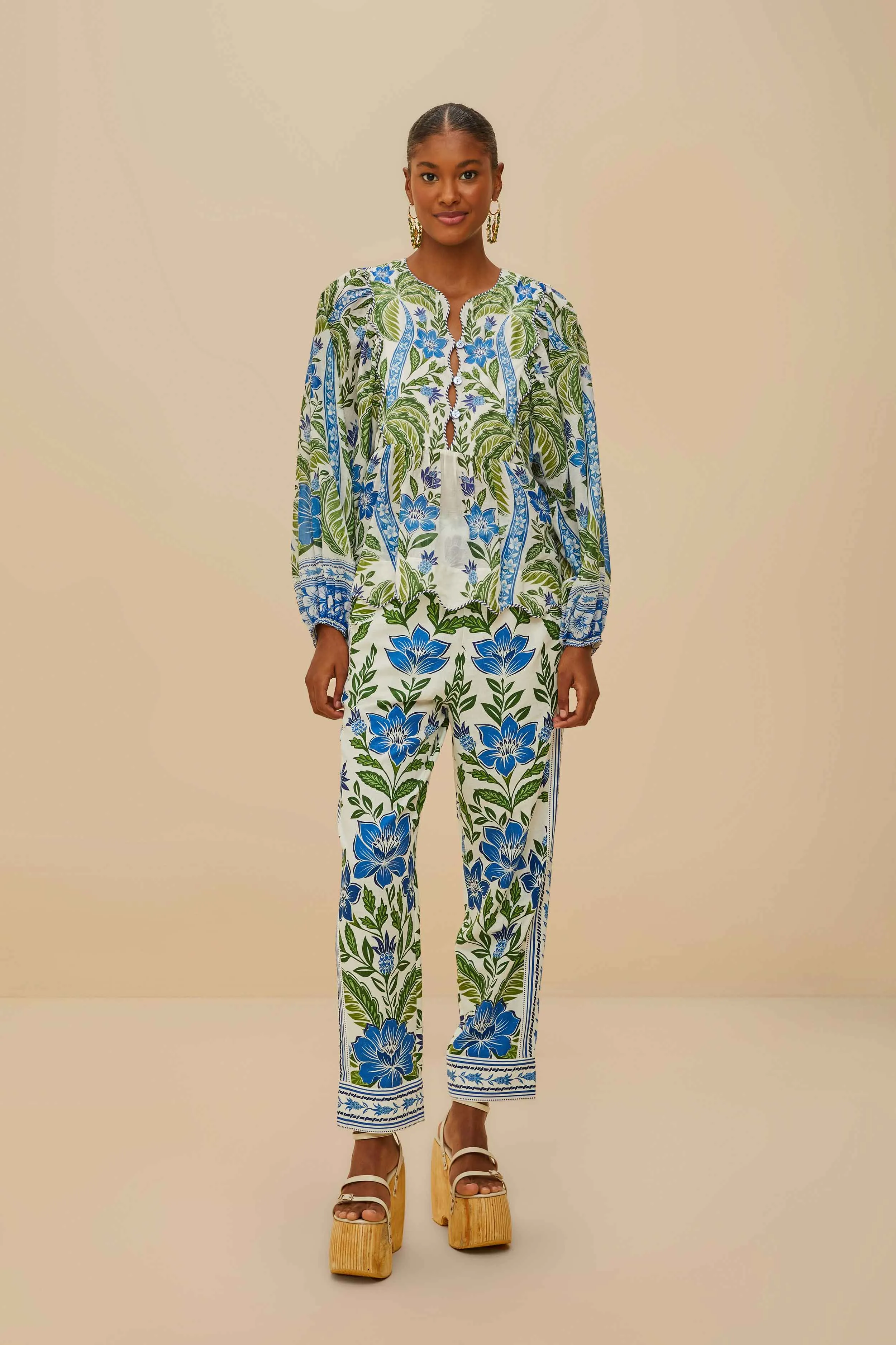 Off-White Tropicance Wavy Yoke Blouse sold by FARM Rio product image thumbnail 2