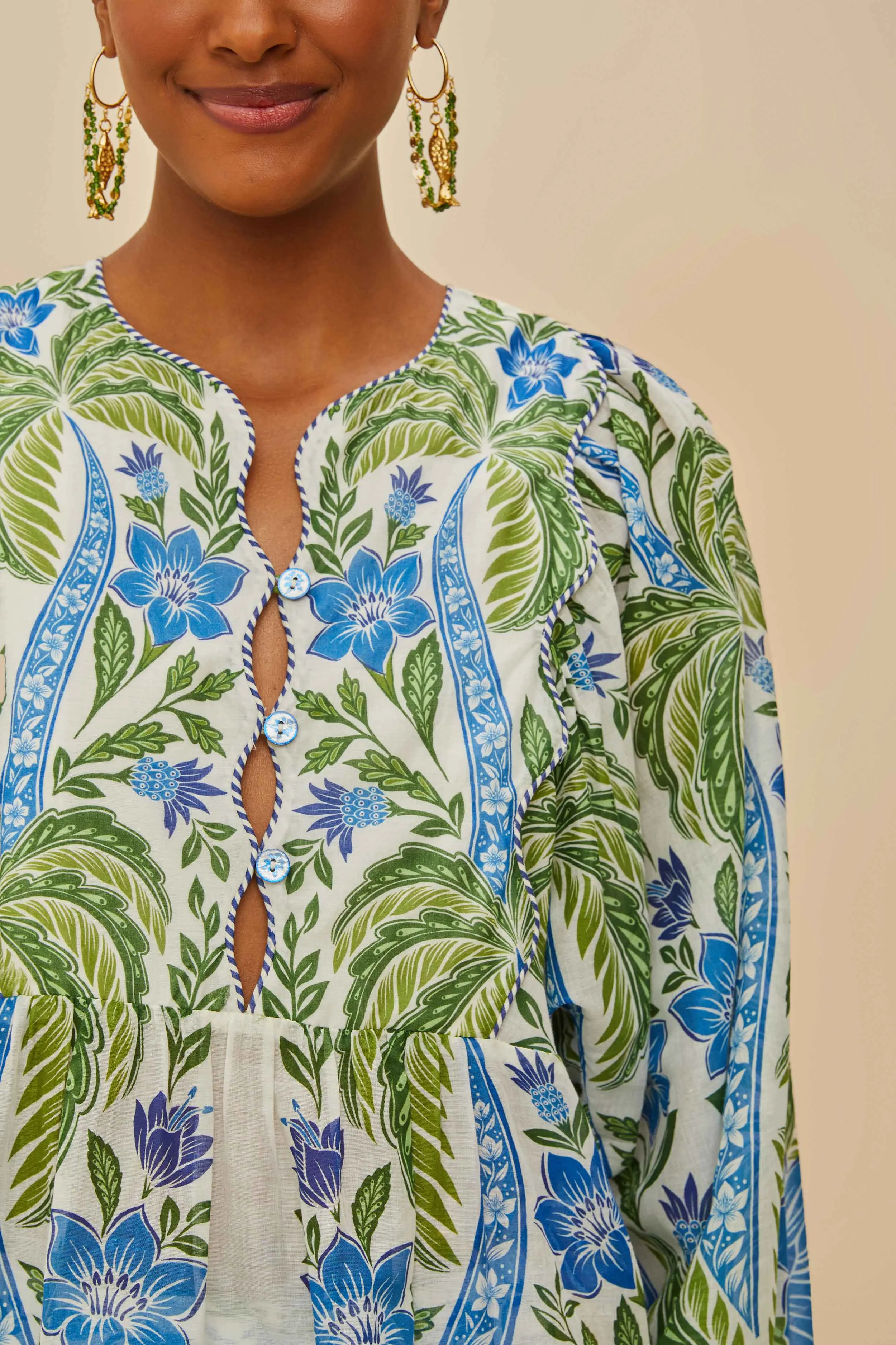 Off-White Tropicance Wavy Yoke Blouse sold by FARM Rio product image thumbnail 3