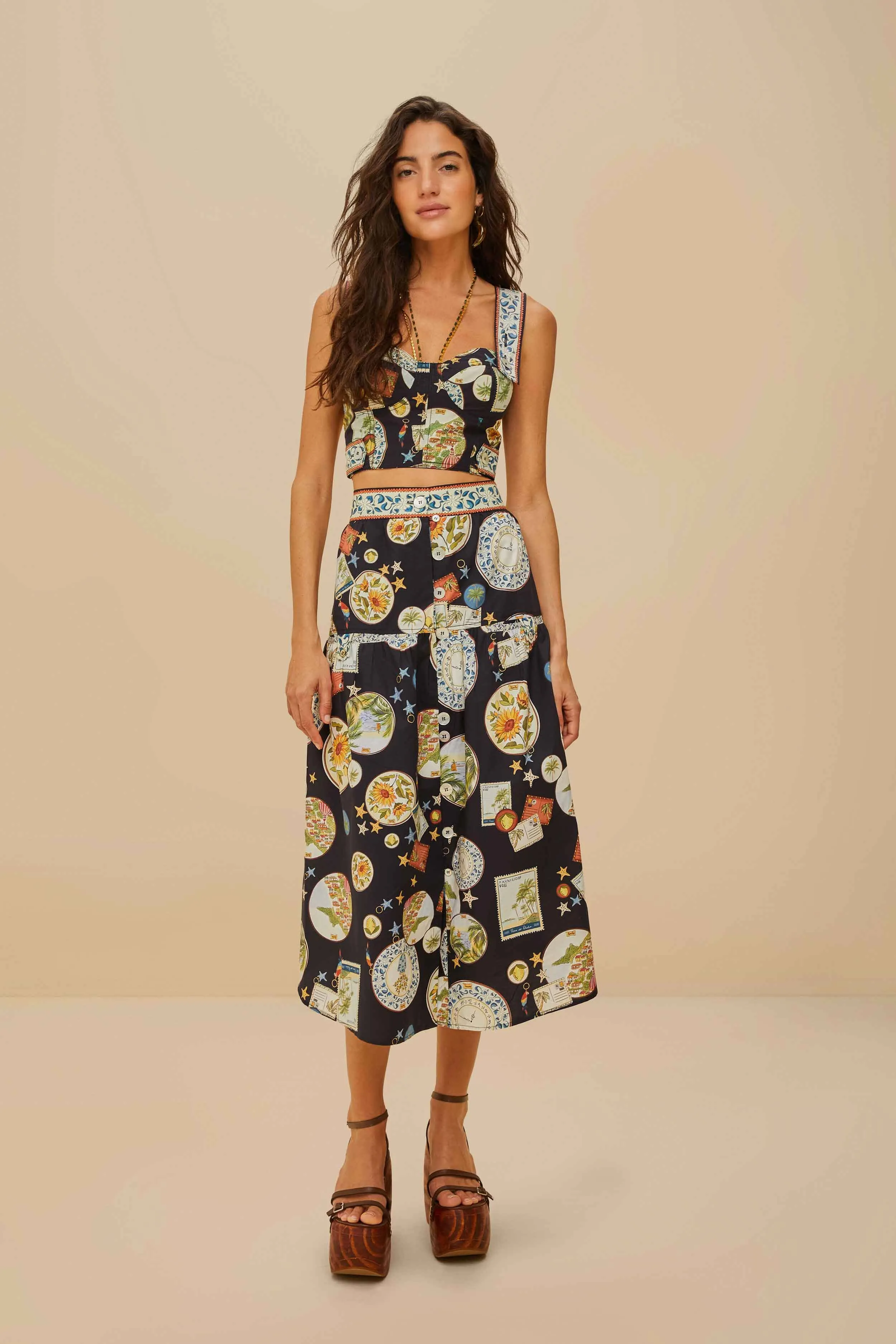 Black Trip Souvenir Topstitching Organic Cotton Top sold by FARM Rio product image thumbnail 2