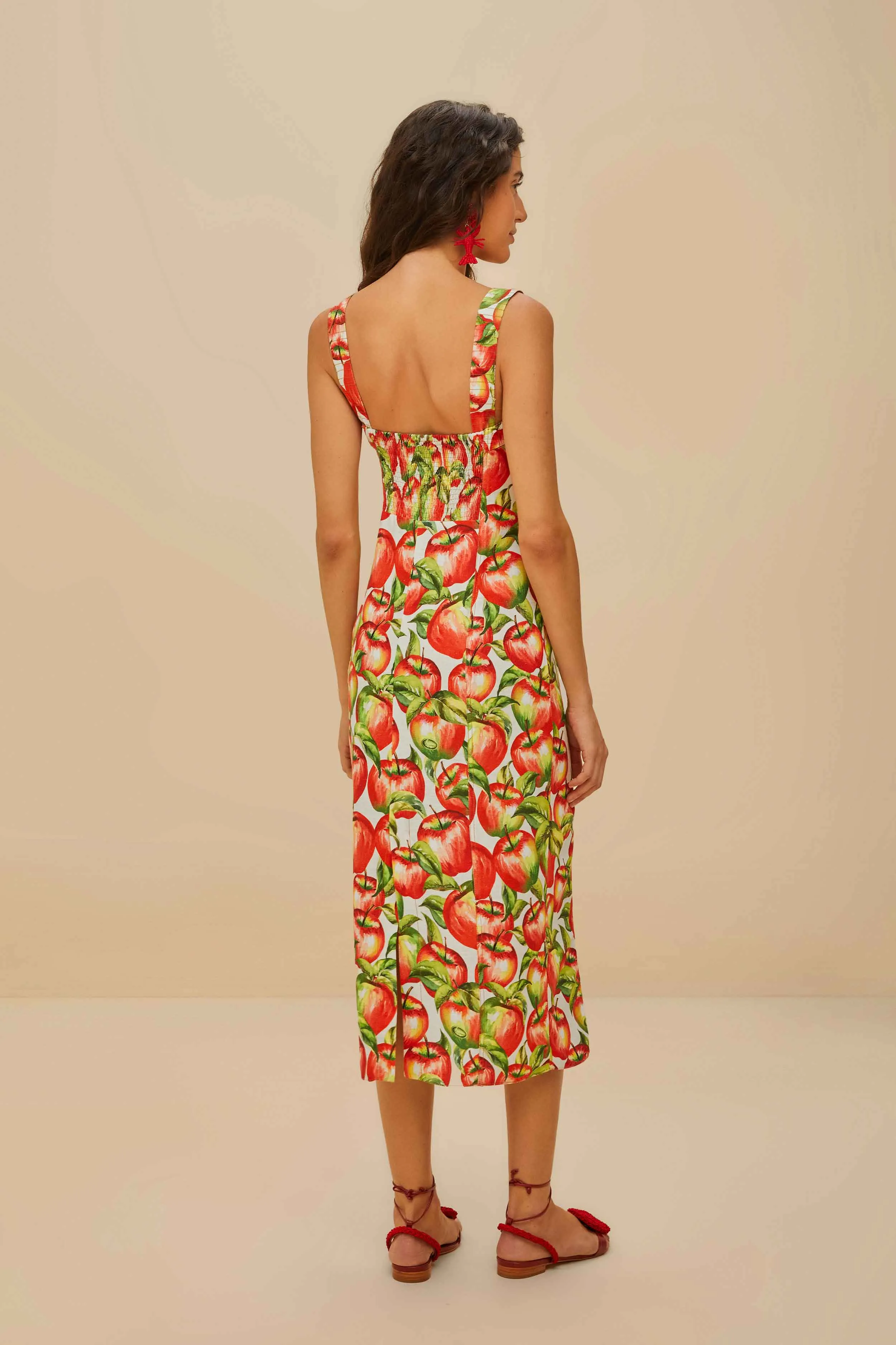 Off-White Apple LENZING™ ECOVERO™ Euroflax™ Midi Dress sold by FARM Rio product image thumbnail 4