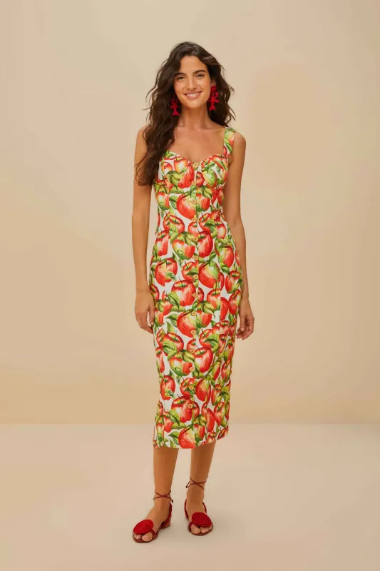 Off-White Apple LENZING™ ECOVERO™ Euroflax™ Midi Dress sold by FARM Rio