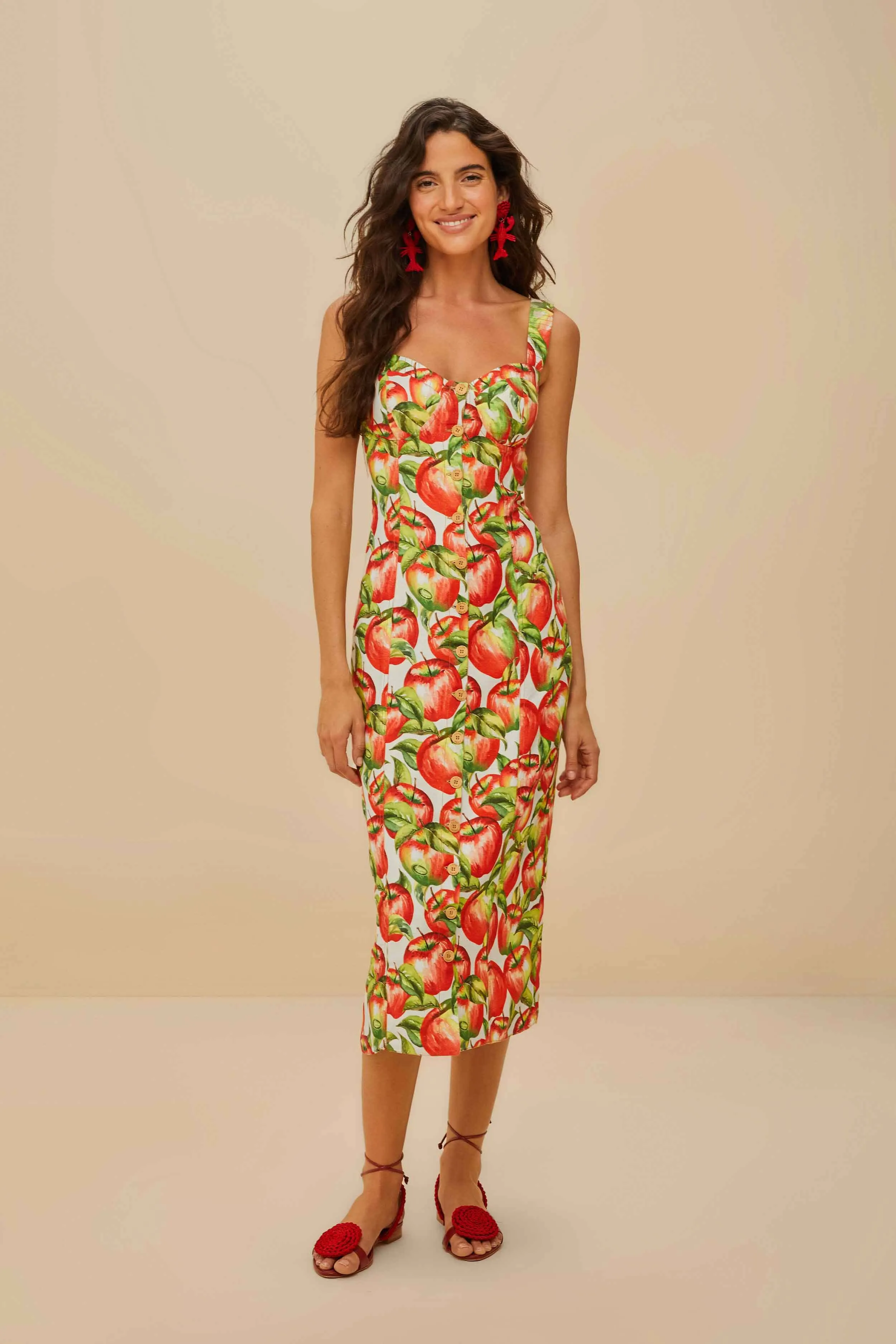 Off-White Apple LENZING™ ECOVERO™ Euroflax™ Midi Dress sold by FARM Rio