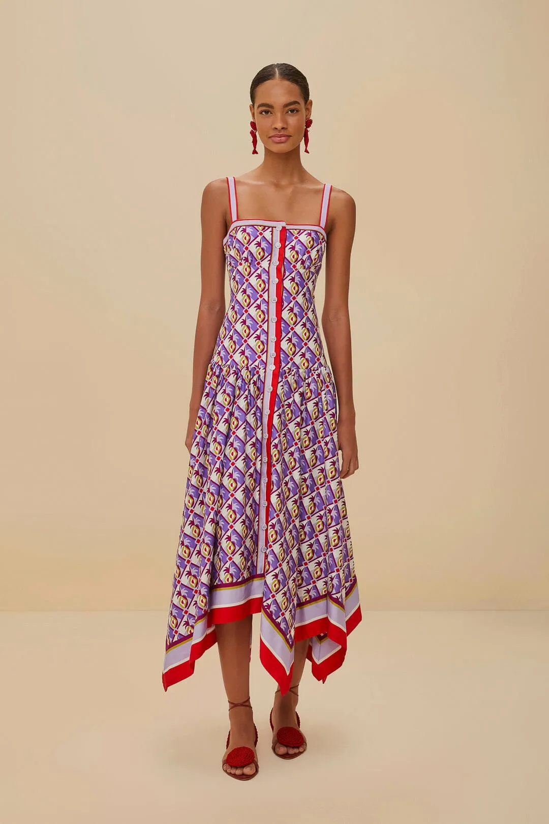 Multicolor Graphic Pineapple Scarf Organic Cotton Midi Dress sold by FARM Rio