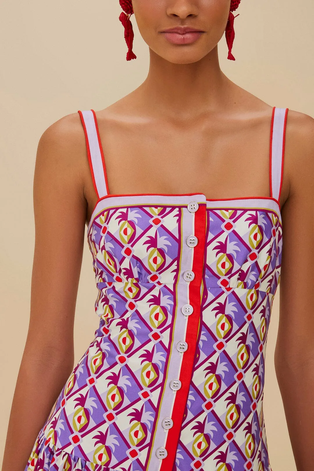 Multicolor Graphic Pineapple Scarf Organic Cotton Midi Dress sold by FARM Rio product image thumbnail 2