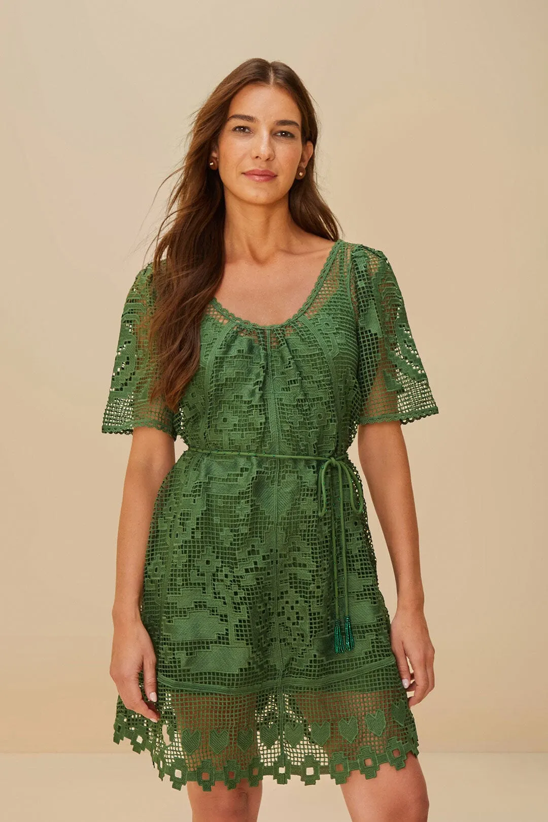 Green Pineapple Guipure Mini Dress sold by FARM Rio