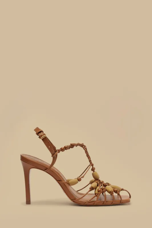 Tan High Heel Beads Sandal sold by FARM Rio