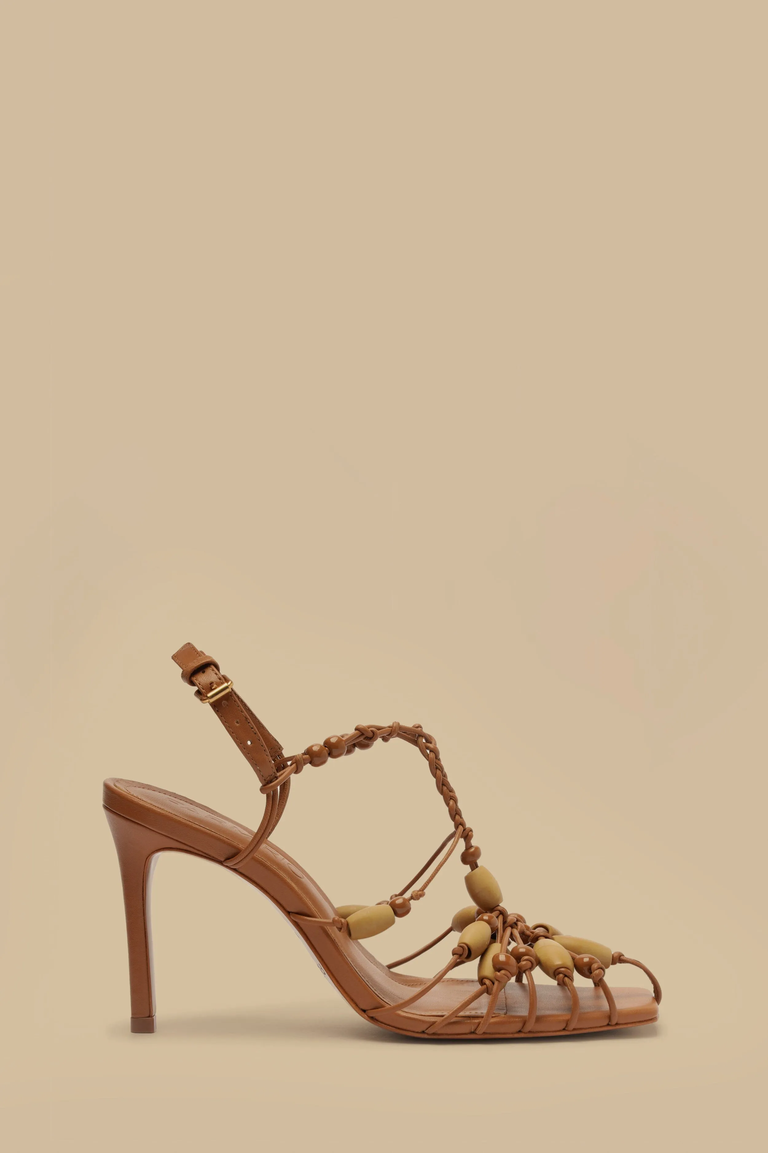Tan High Heel Beads Sandal sold by FARM Rio