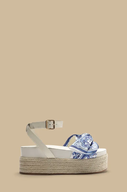 Ivory Scarf Espadrille Flatform Sandal sold by FARM Rio