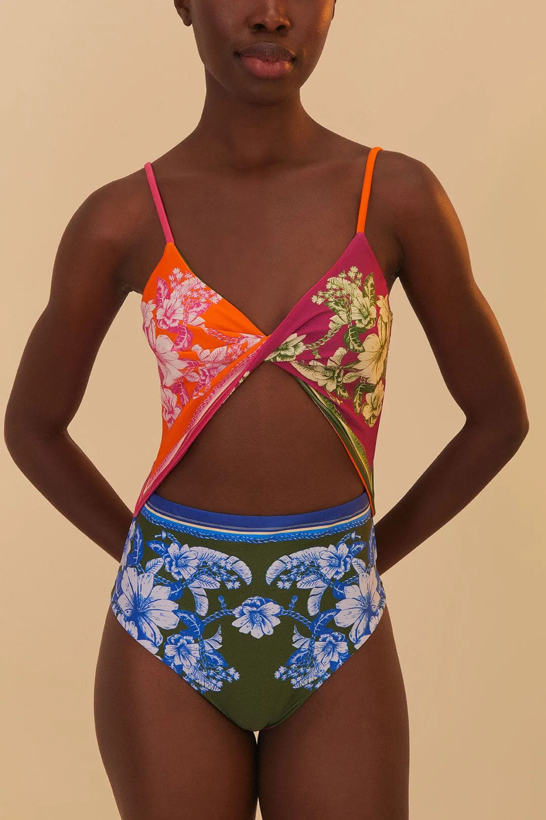 Mixed Scarves Floral Elegance One-Piece Swimsuit sold by FARM Rio product image thumbnail 2