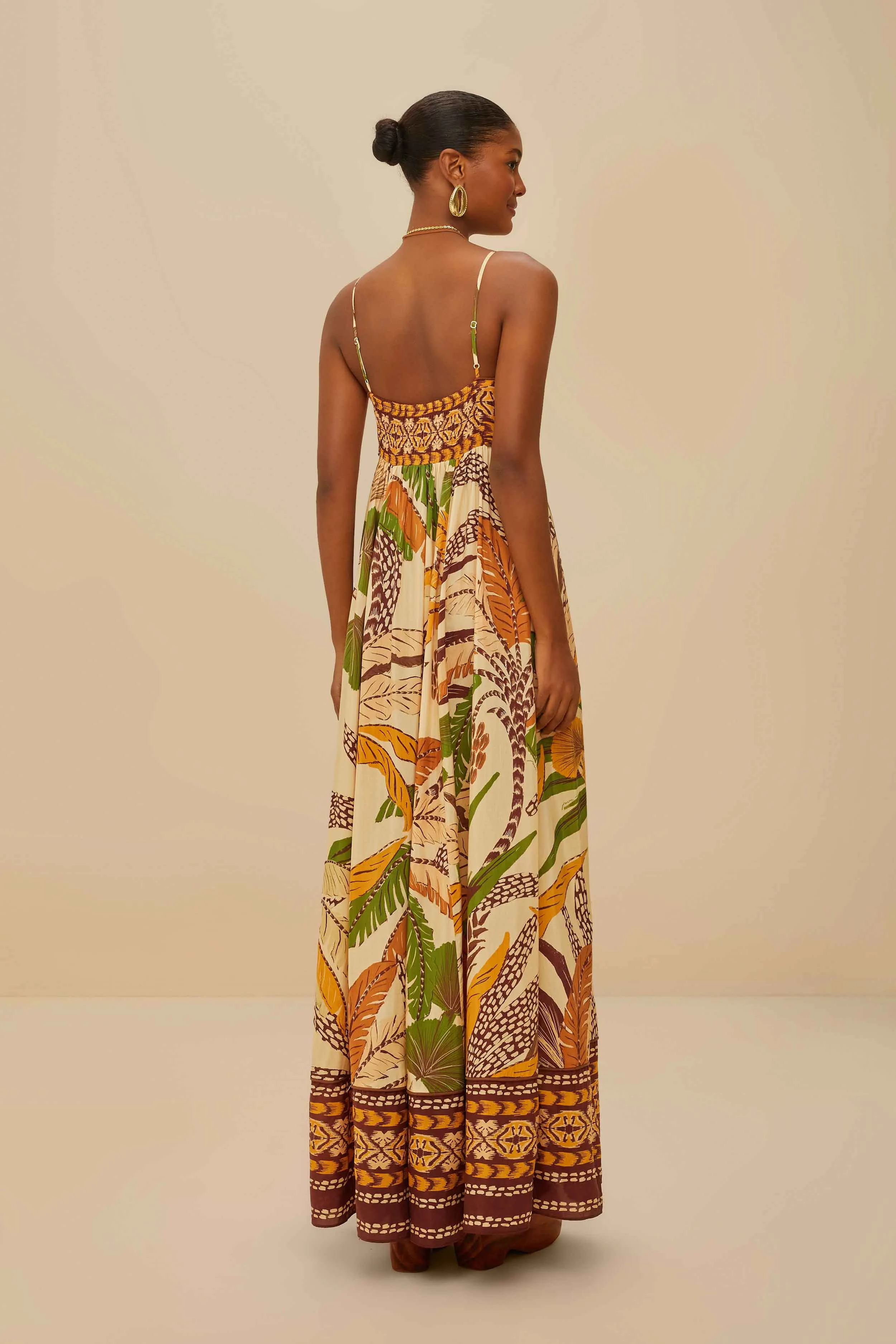 Sand Foliage Sketch Maxi Dress sold by FARM Rio product image thumbnail 4