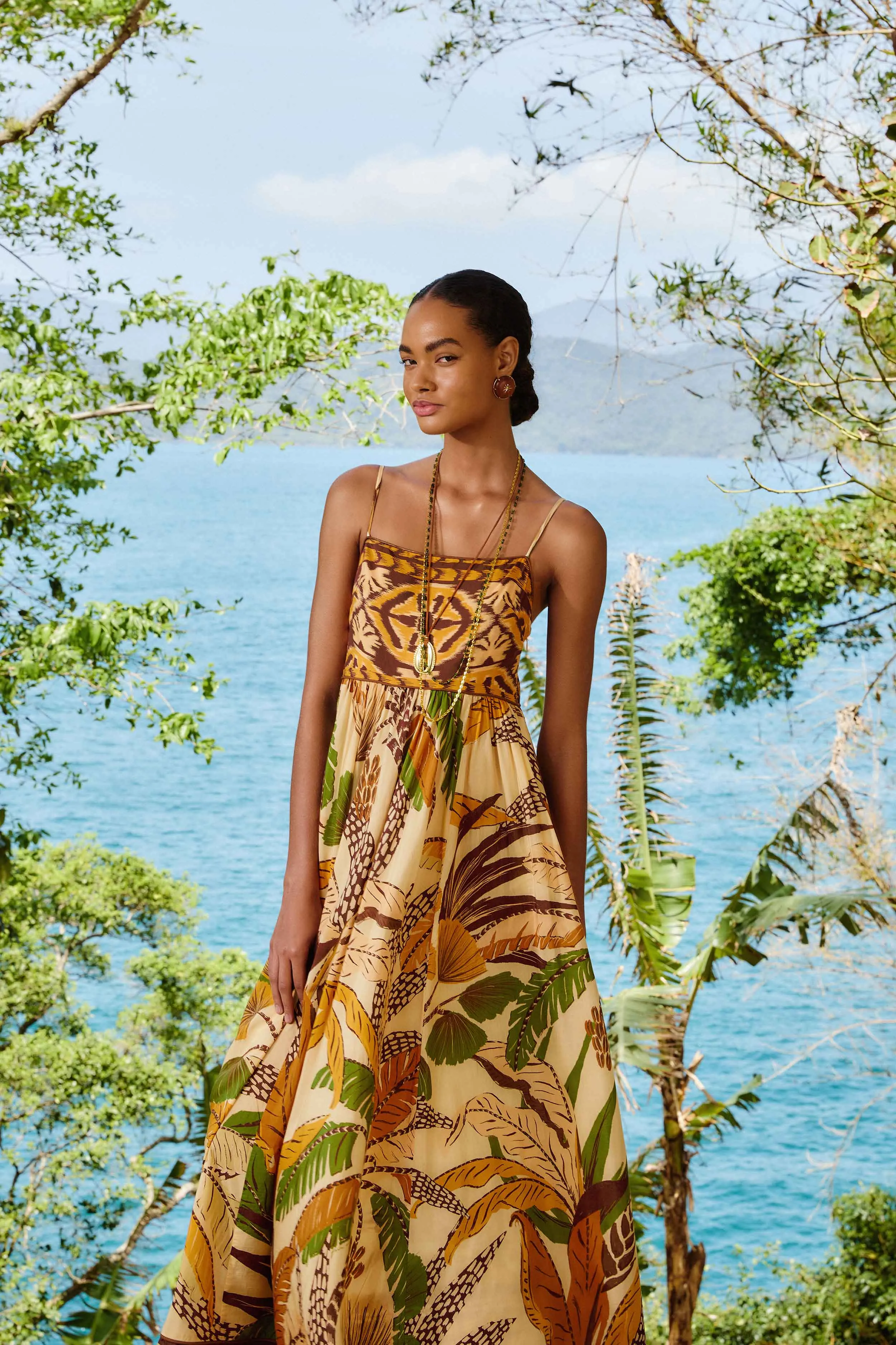 Sand Foliage Sketch Maxi Dress sold by FARM Rio product image thumbnail 3