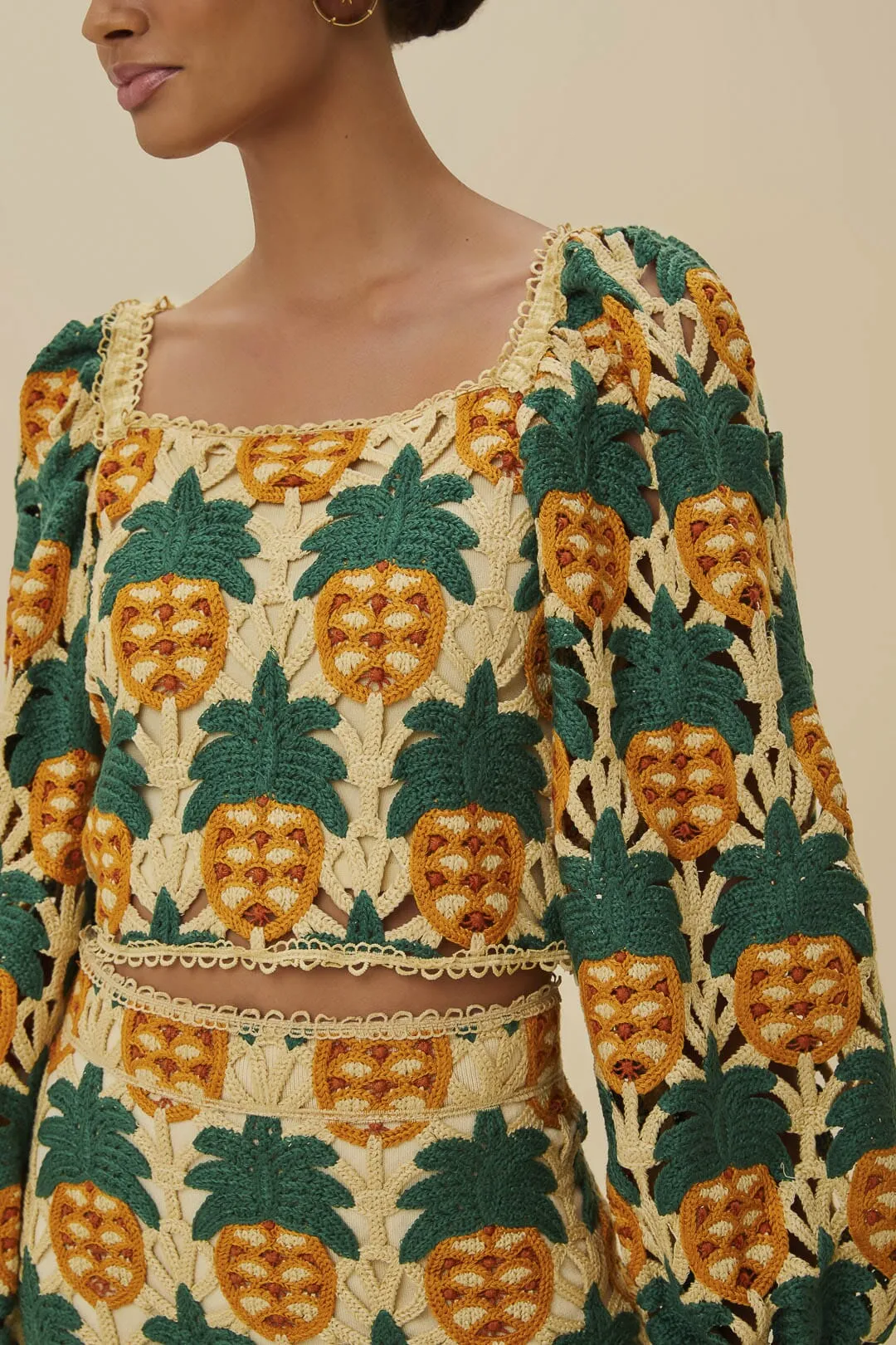 Sand Pineapple Crochet Top sold by FARM Rio product image thumbnail 3