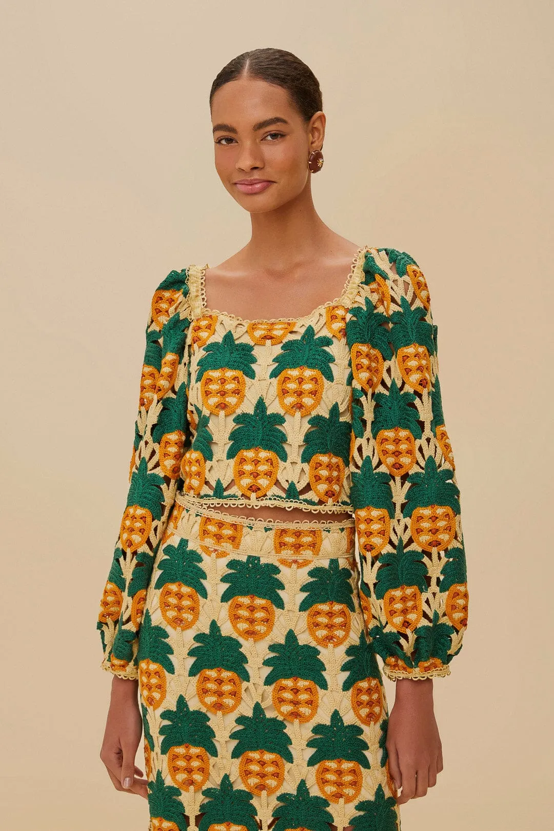 Sand Pineapple Crochet Top sold by FARM Rio