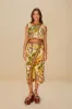 Sand Foliage Sketch LENZING™ ECOVERO™ Euroflax™ Blouse sold by FARM Rio