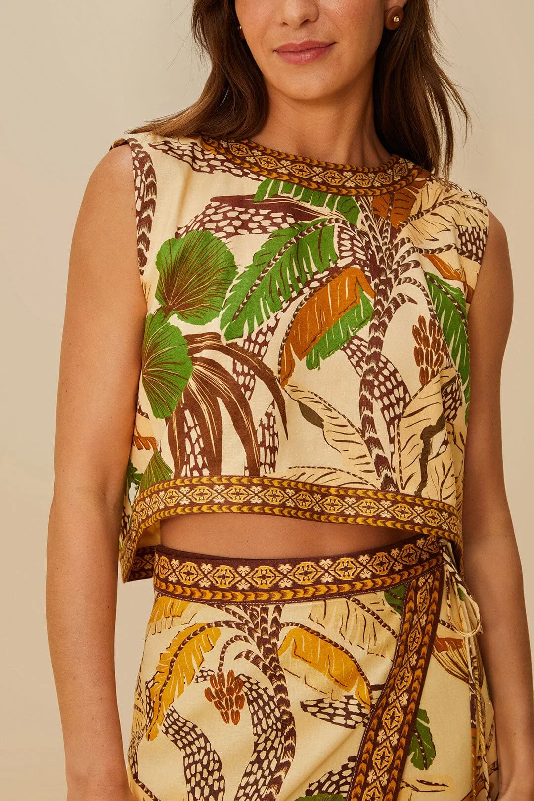 Sand Foliage Sketch LENZING™ ECOVERO™ Euroflax™ Blouse sold by FARM Rio product image thumbnail 3