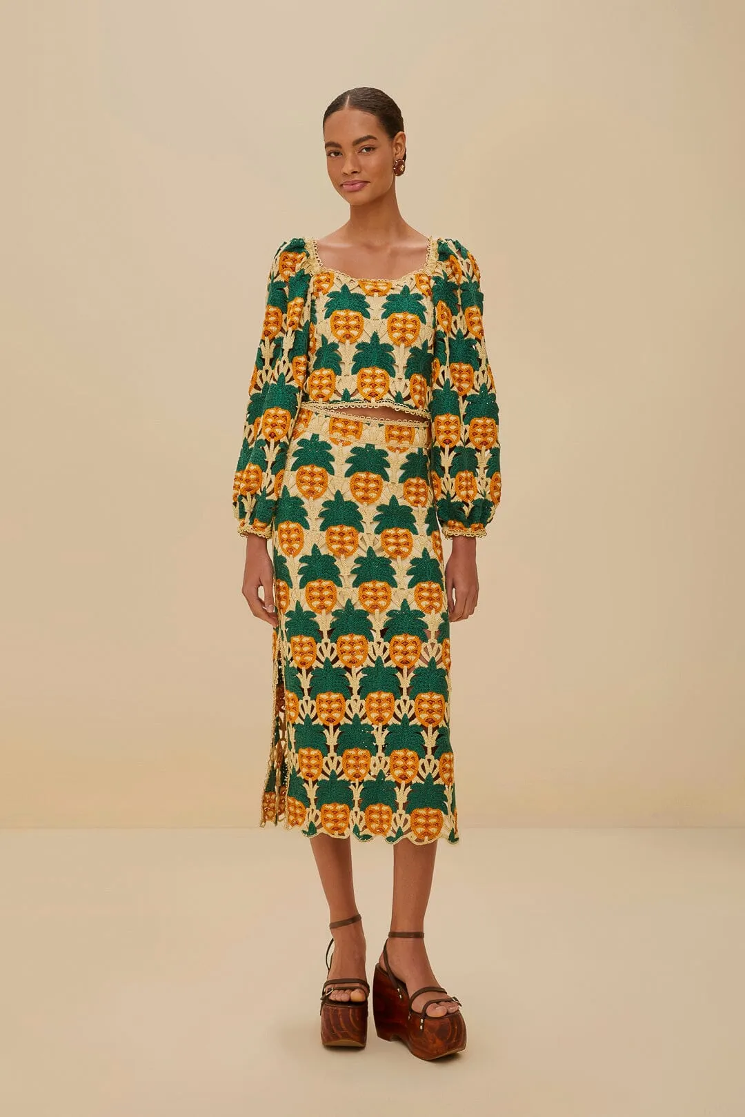 Sand Pineapple Crochet Skirt sold by FARM Rio