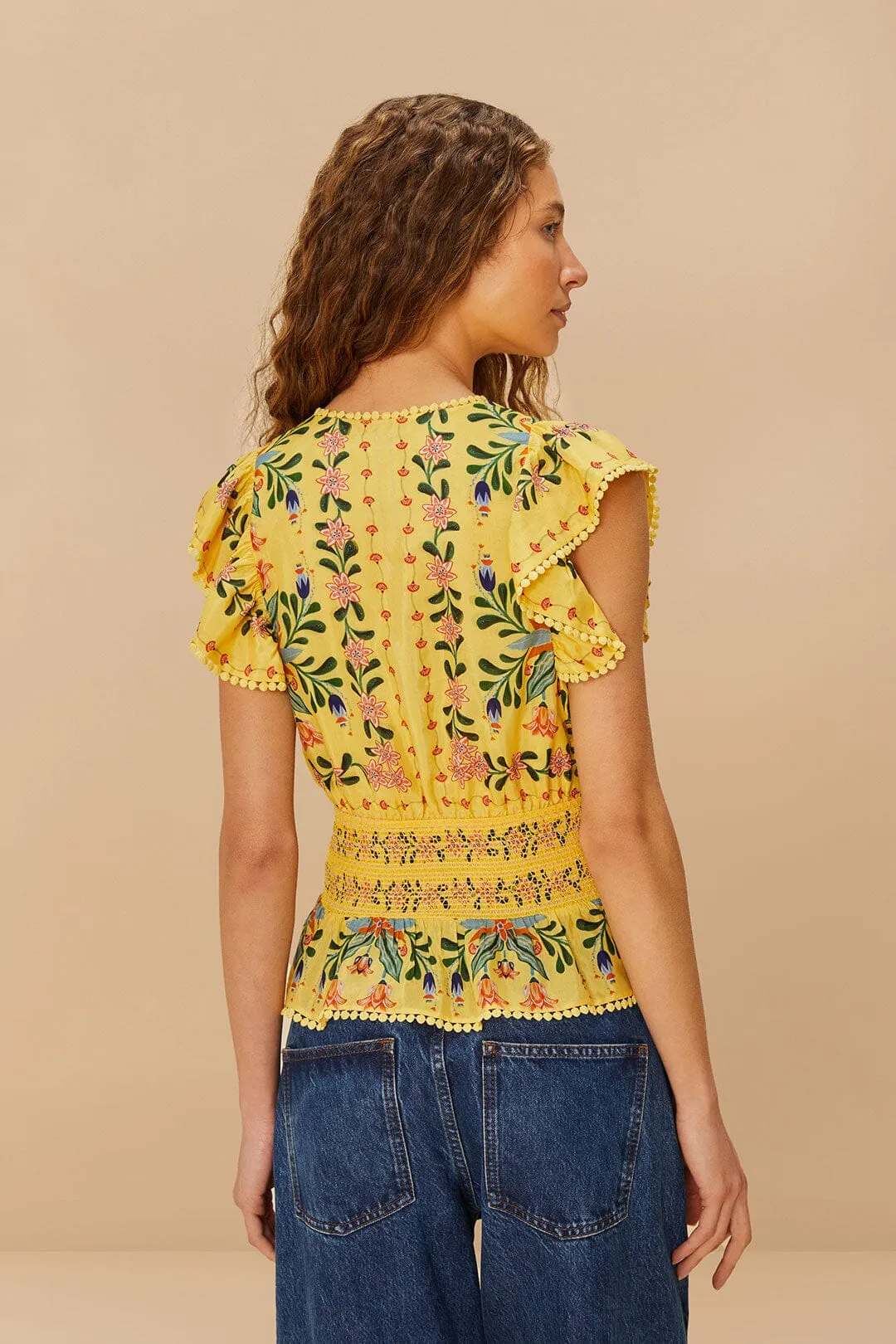 Yellow Delicate Flowers Stripes Blouse sold by FARM Rio product image thumbnail 3