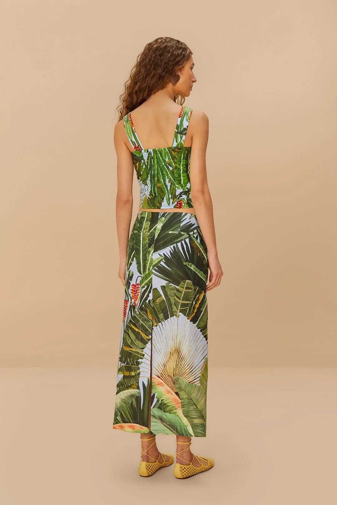 Blue Amazonia Forest Euroflax™ Premium Linen Maxi Skirt sold by FARM Rio product image thumbnail 4