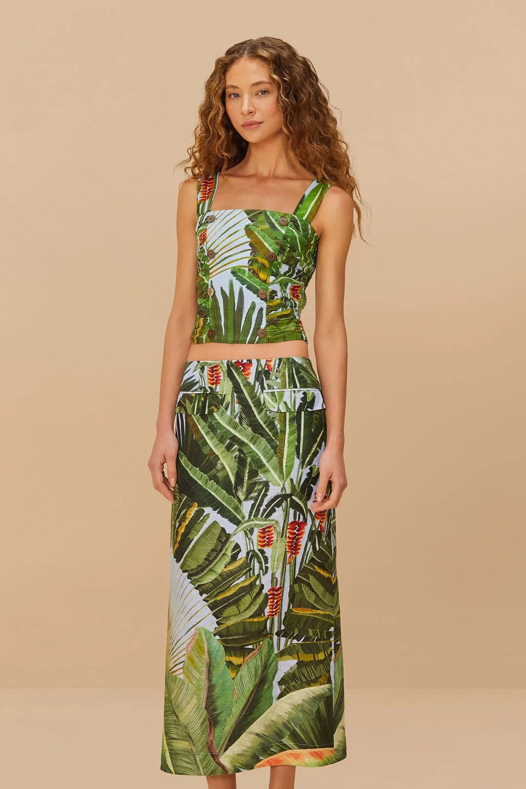 Blue Amazonia Forest Euroflax™ Premium Linen Maxi Skirt sold by FARM Rio product image thumbnail 2