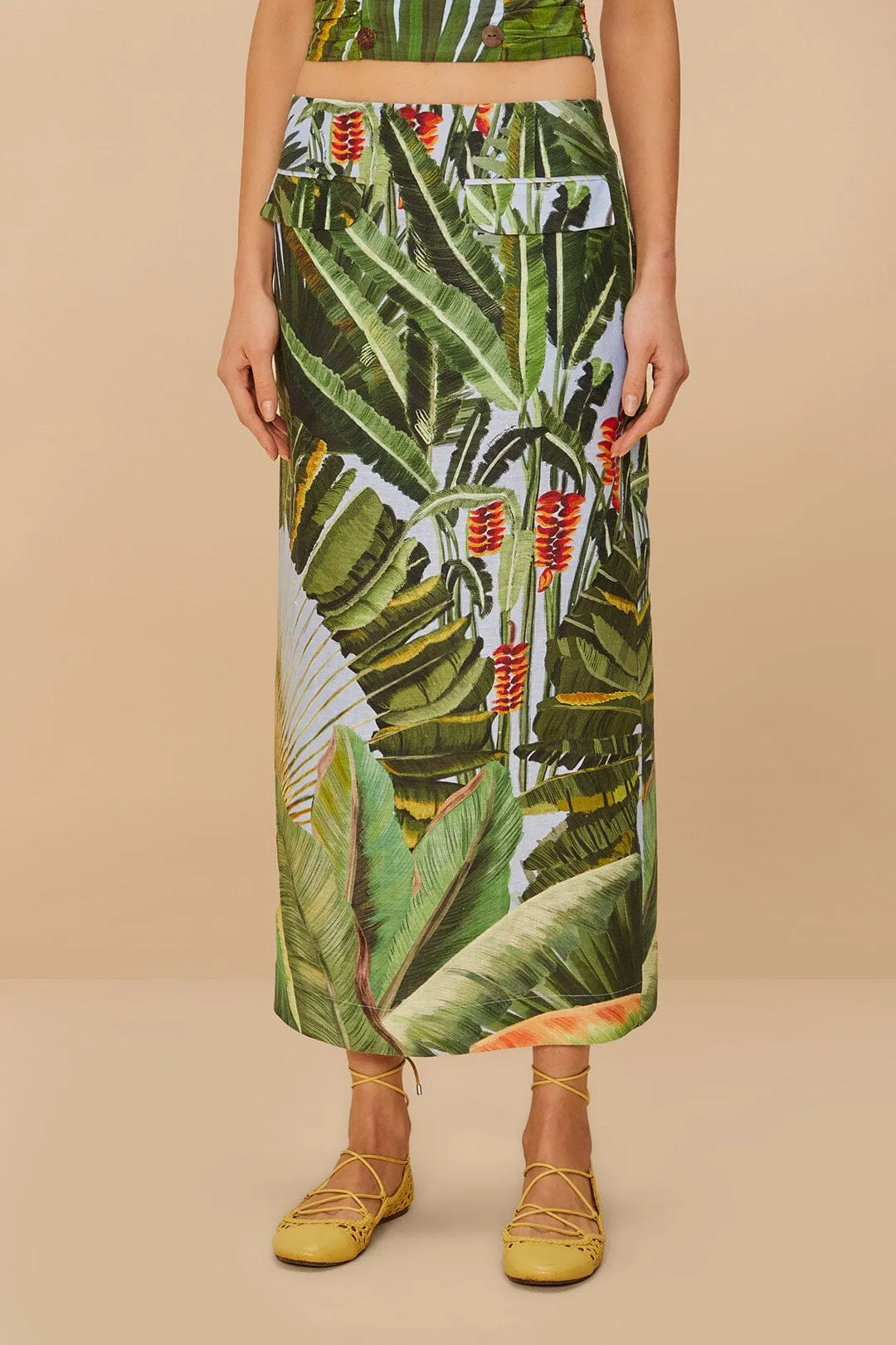 Blue Amazonia Forest Euroflax™ Premium Linen Maxi Skirt sold by FARM Rio product image thumbnail 3