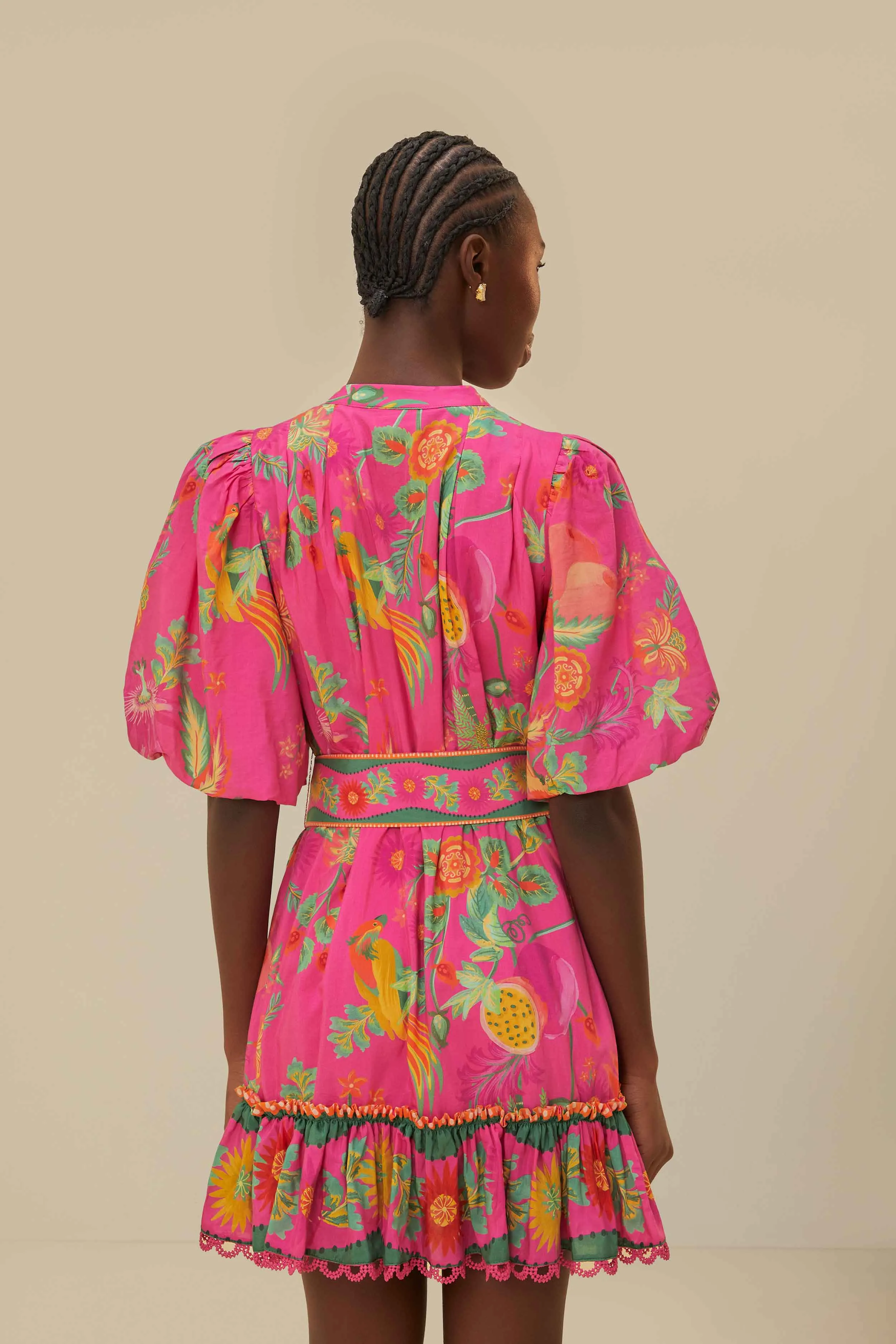 Pink Delicate Fruit Garden Mini Dress sold by FARM Rio product image thumbnail 4