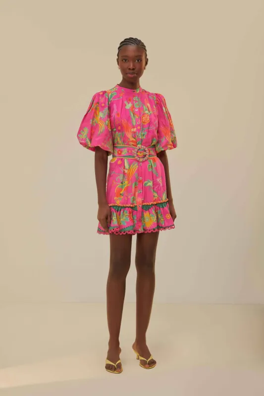 pink delicate fruit garden mini dress Farm Rio Fruit Garden Mini Dress
