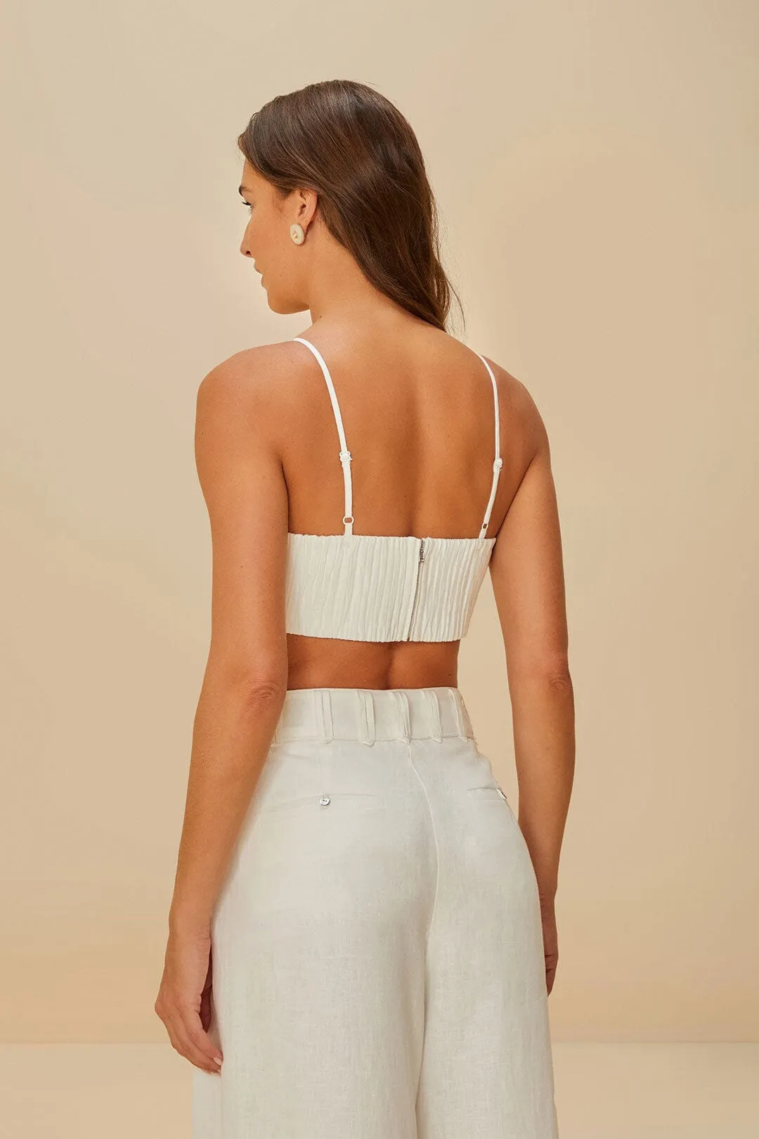 Off-White Sunrise Cup Euroflax™ Premium Linen Crop Top sold by FARM Rio product image thumbnail 4