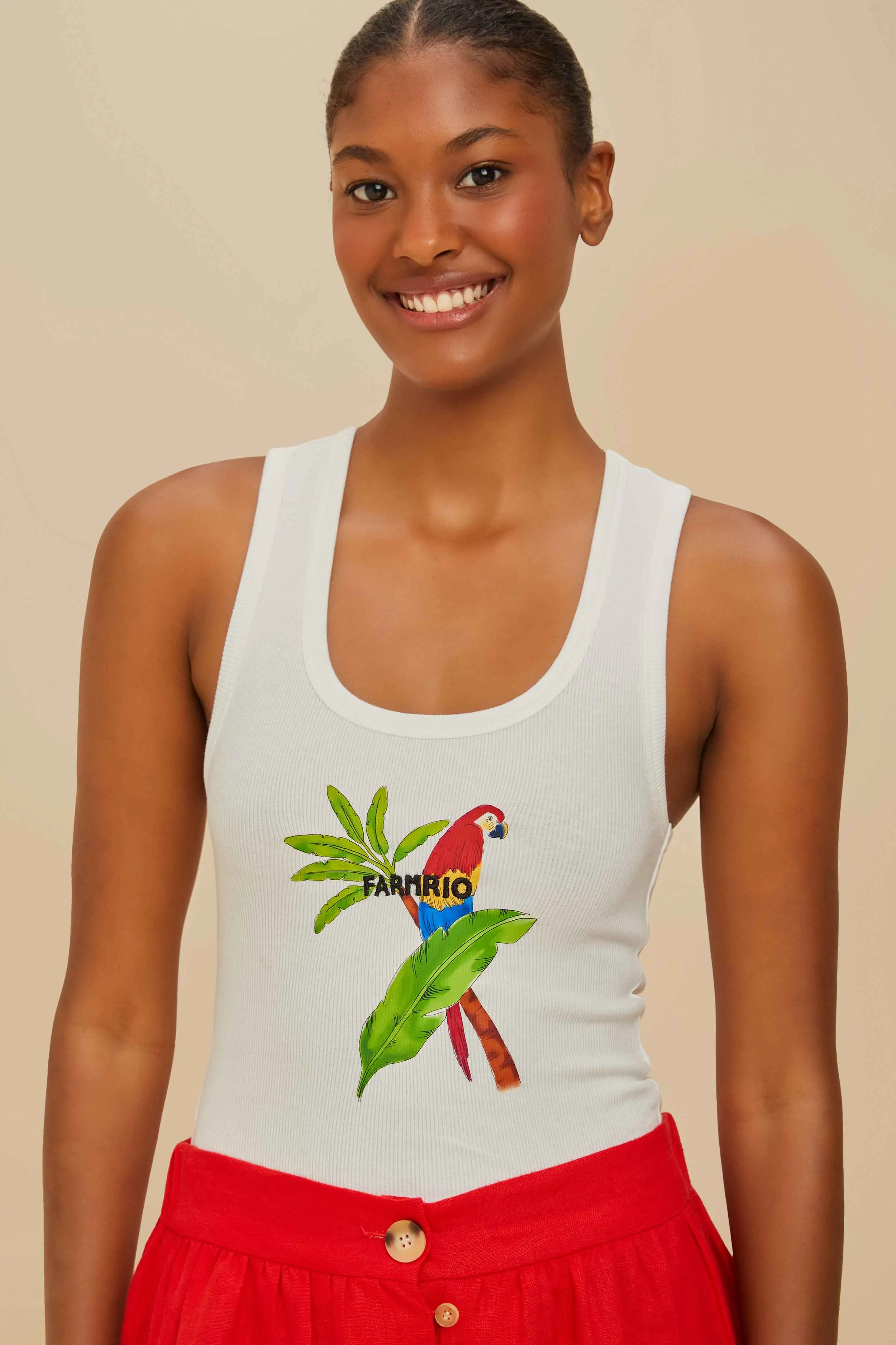 Off-White Farmrio Macaw Tank Top sold by FARM Rio