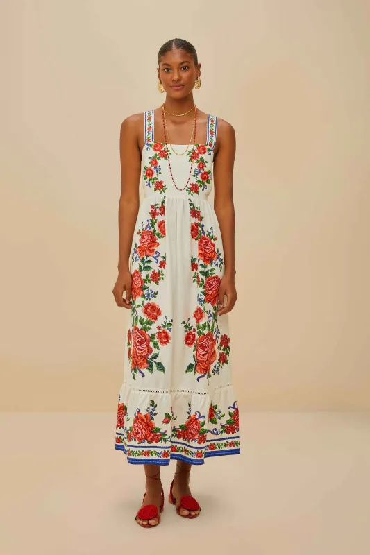 Off-White Flower Tapestry LENZING™ ECOVERO™ Euroflax™ Maxi Dress sold by FARM Rio