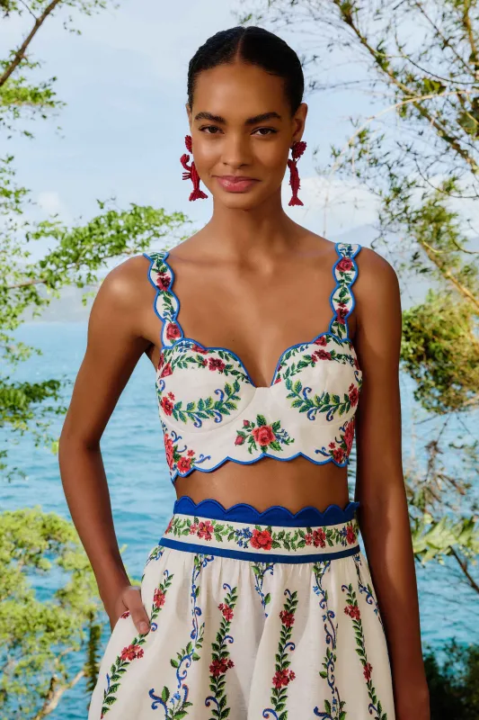 Off-White Flower Tapestry Euroflax™ Premium Linen Top sold by FARM Rio