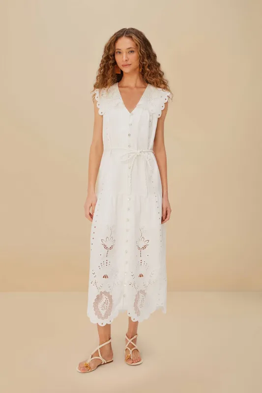 Off-White Sleeveless Euroflax™ Premium Linen Maxi Dress sold by FARM Rio