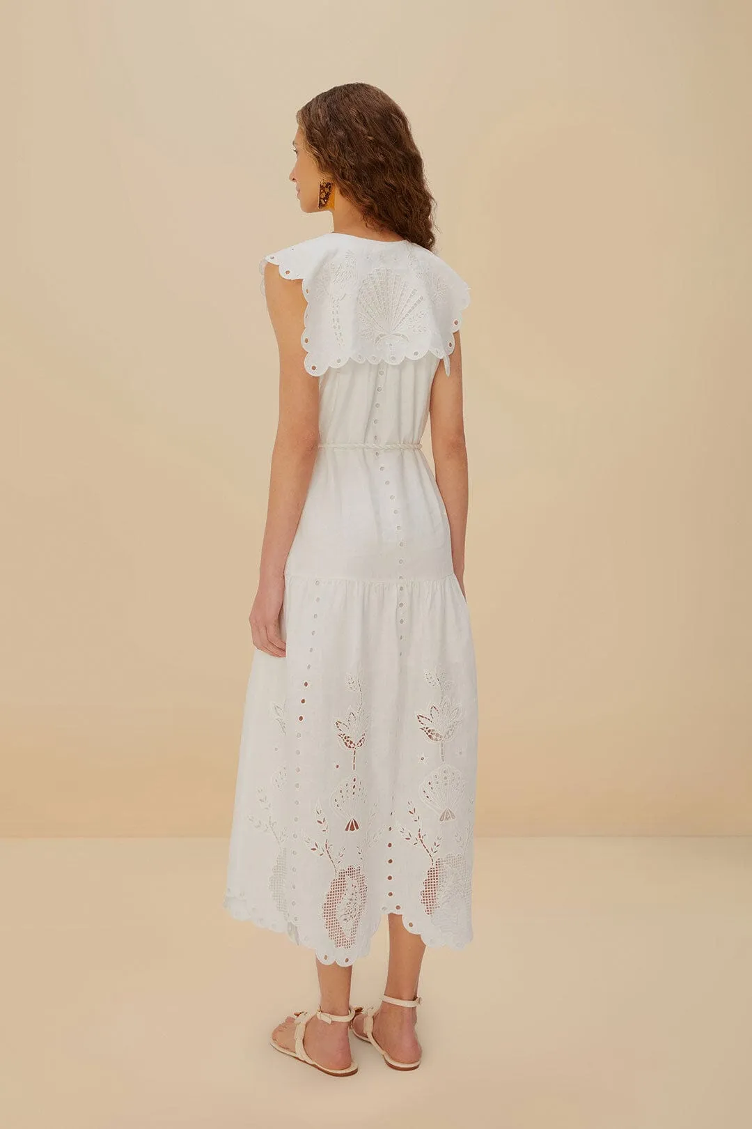 Off-White Sleeveless Euroflax™ Premium Linen Maxi Dress sold by FARM Rio product image thumbnail 4