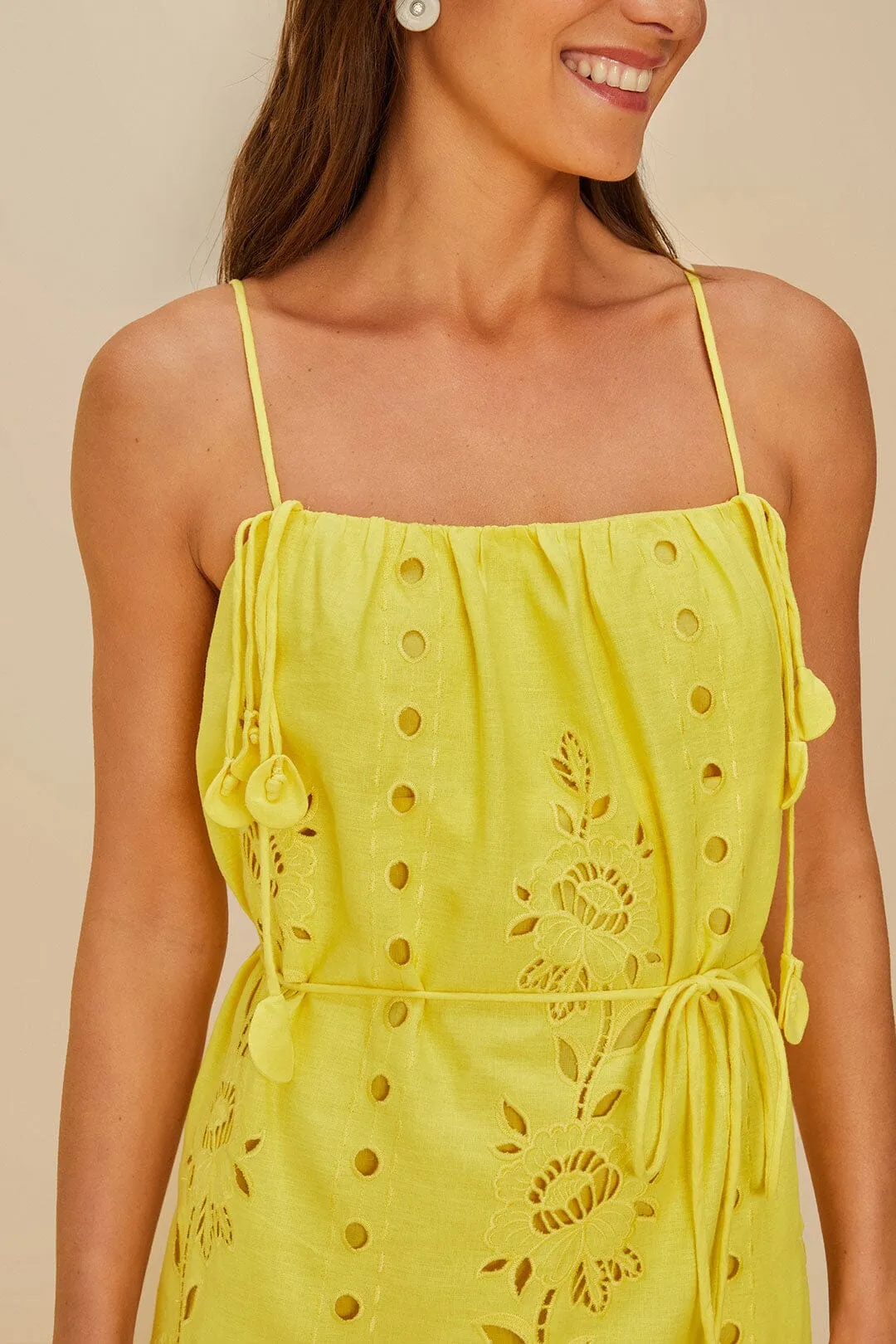 Yellow Richelieu Sleeveless LENZING™ ECOVERO™ Euroflax™ Maxi Dress sold by FARM Rio product image thumbnail 3