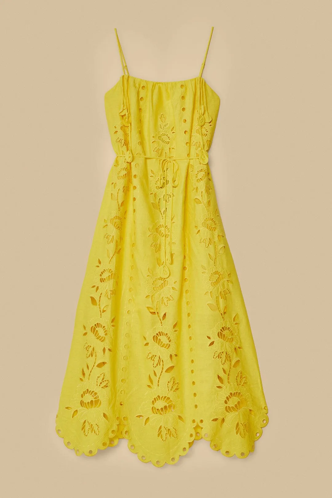 Yellow Richelieu Sleeveless LENZING™ ECOVERO™ Euroflax™ Maxi Dress sold by FARM Rio product image thumbnail 5