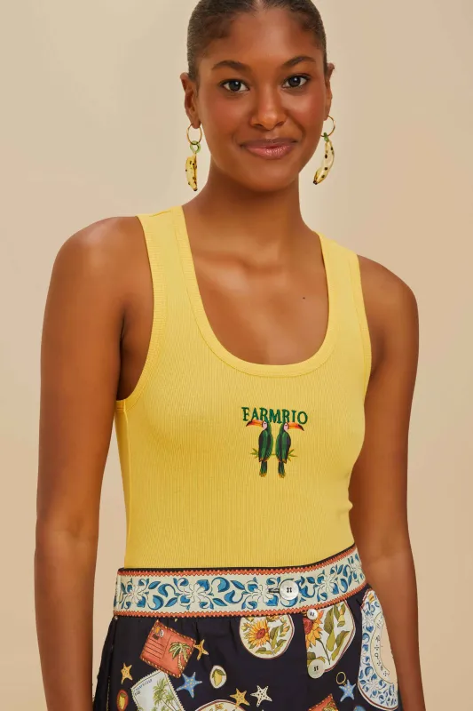 Yellow Farmrio Toucan Organic Cotton Tank Top sold by FARM Rio