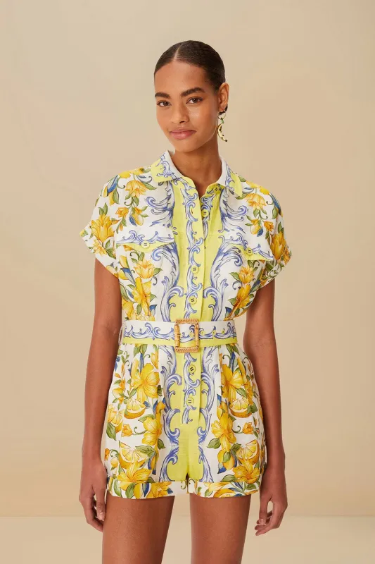 Off-White Sicily Scarf Euroflax™ Premium Linen Romper sold by FARM Rio