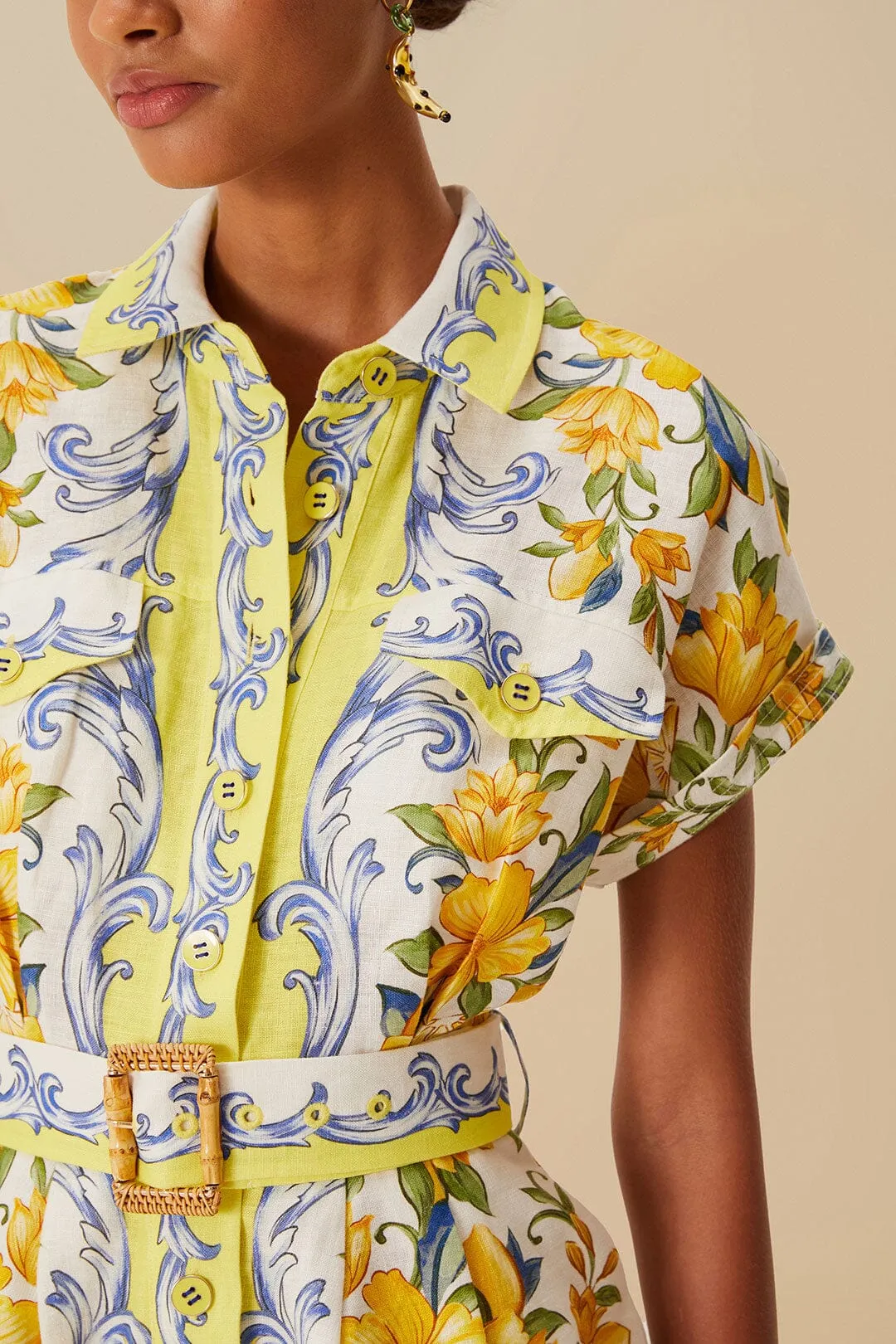 Off-White Sicily Scarf Euroflax™ Premium Linen Romper sold by FARM Rio product image thumbnail 2